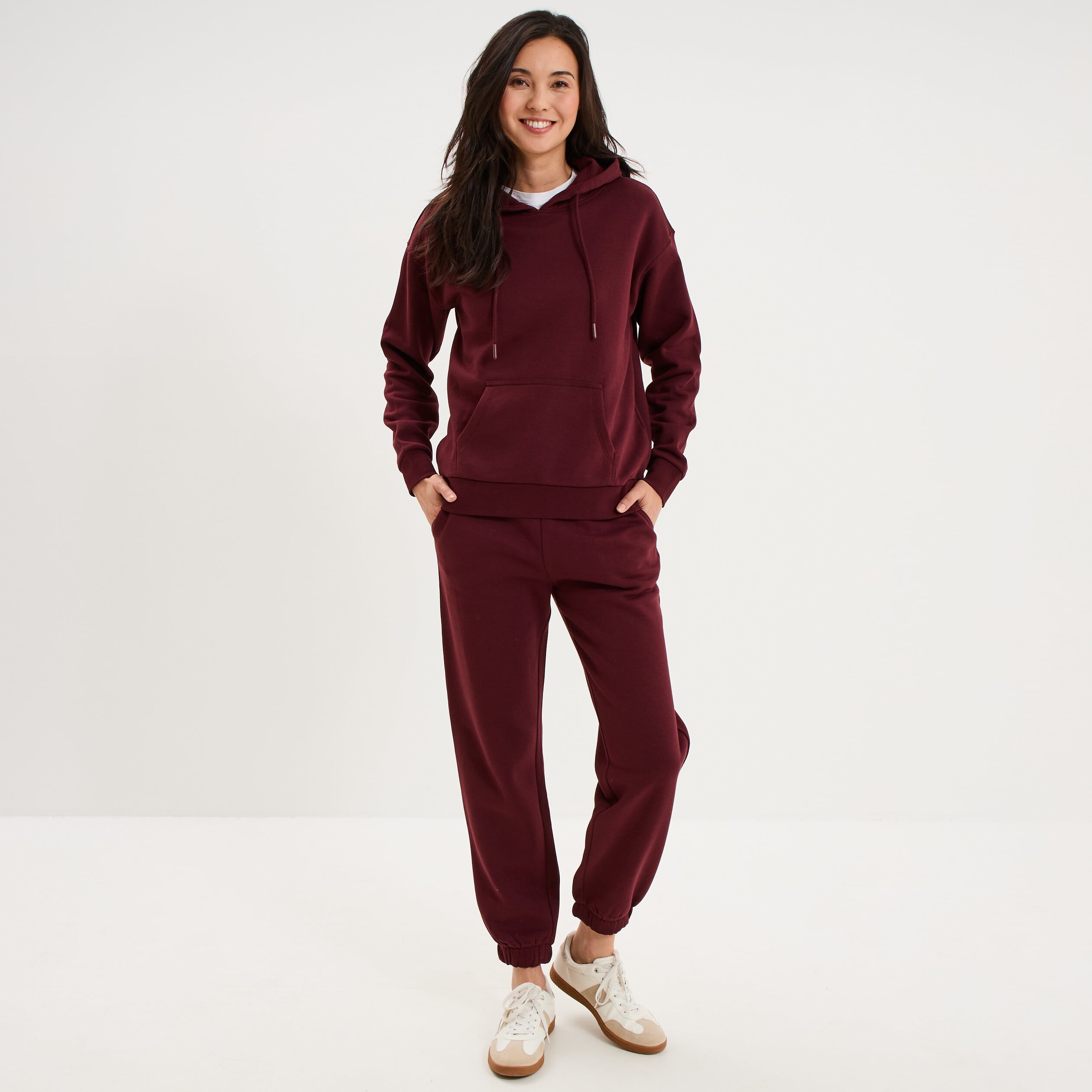 Pantalon de jogging molletonn&eacute; violet fonc&eacute; femme