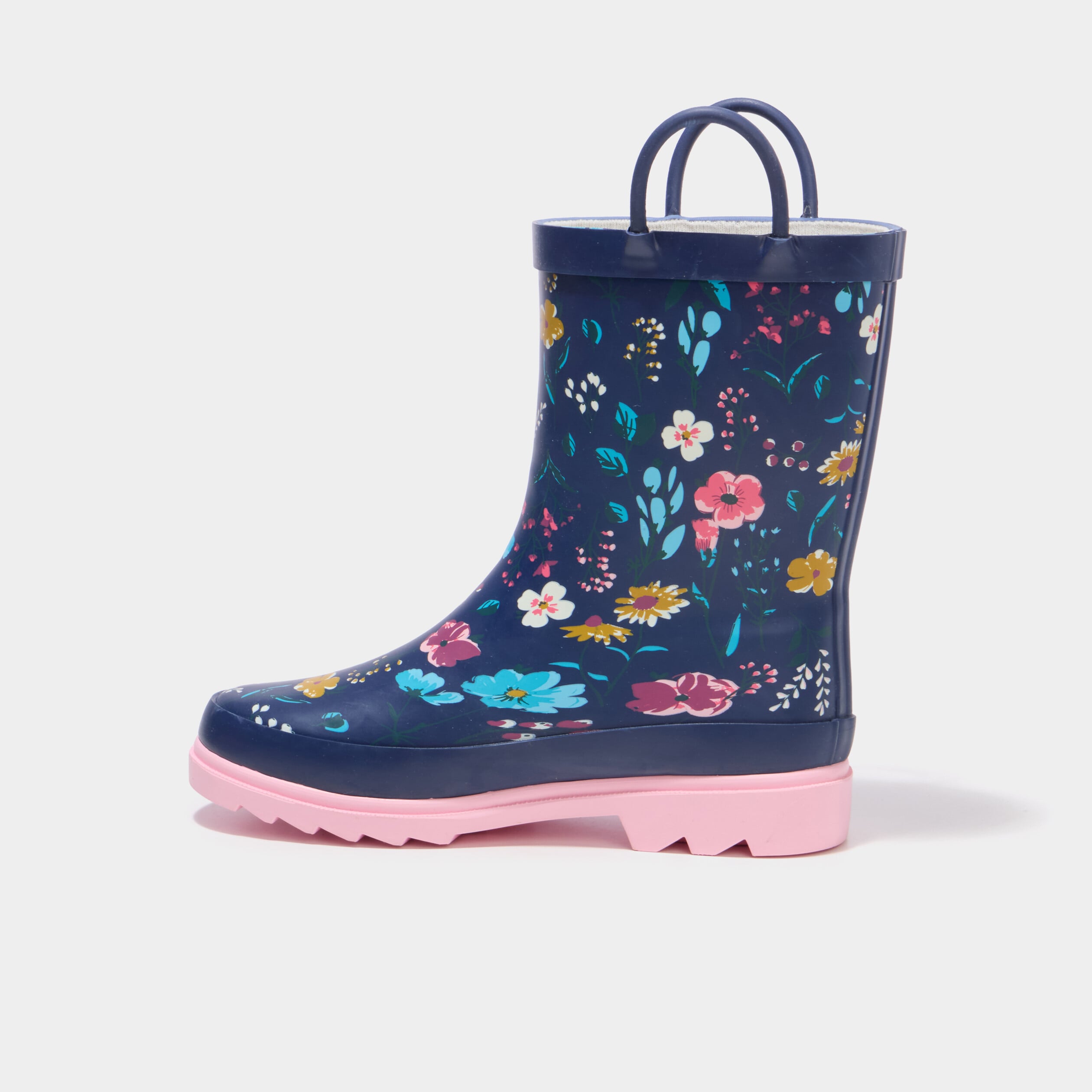Bottes de pluie caoutchouc &agrave; enfiler bleu fille