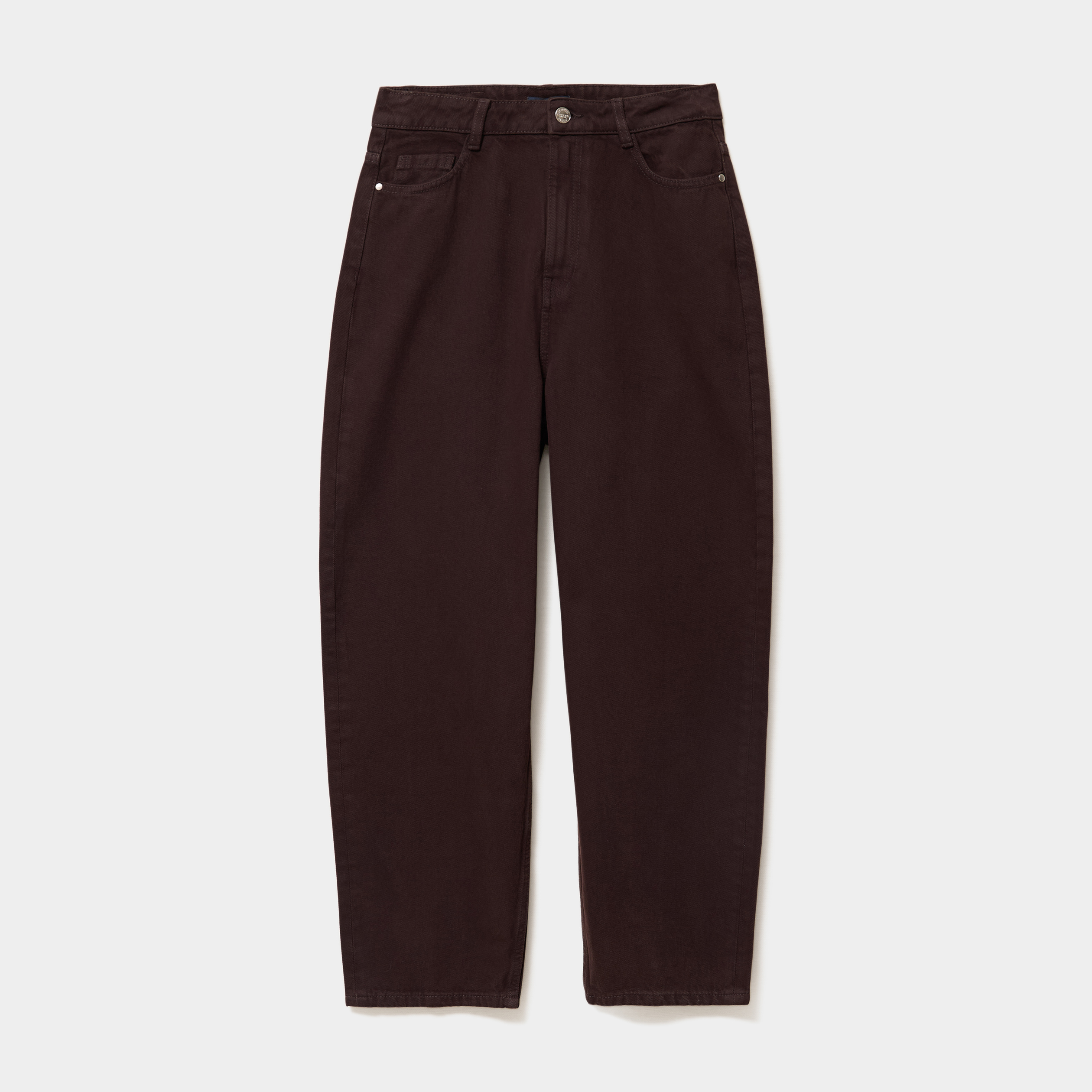jean balloon taille haute 78eme coton marron fonce femme Jean balloon taille haute 7/8ème coton marron foncé femme