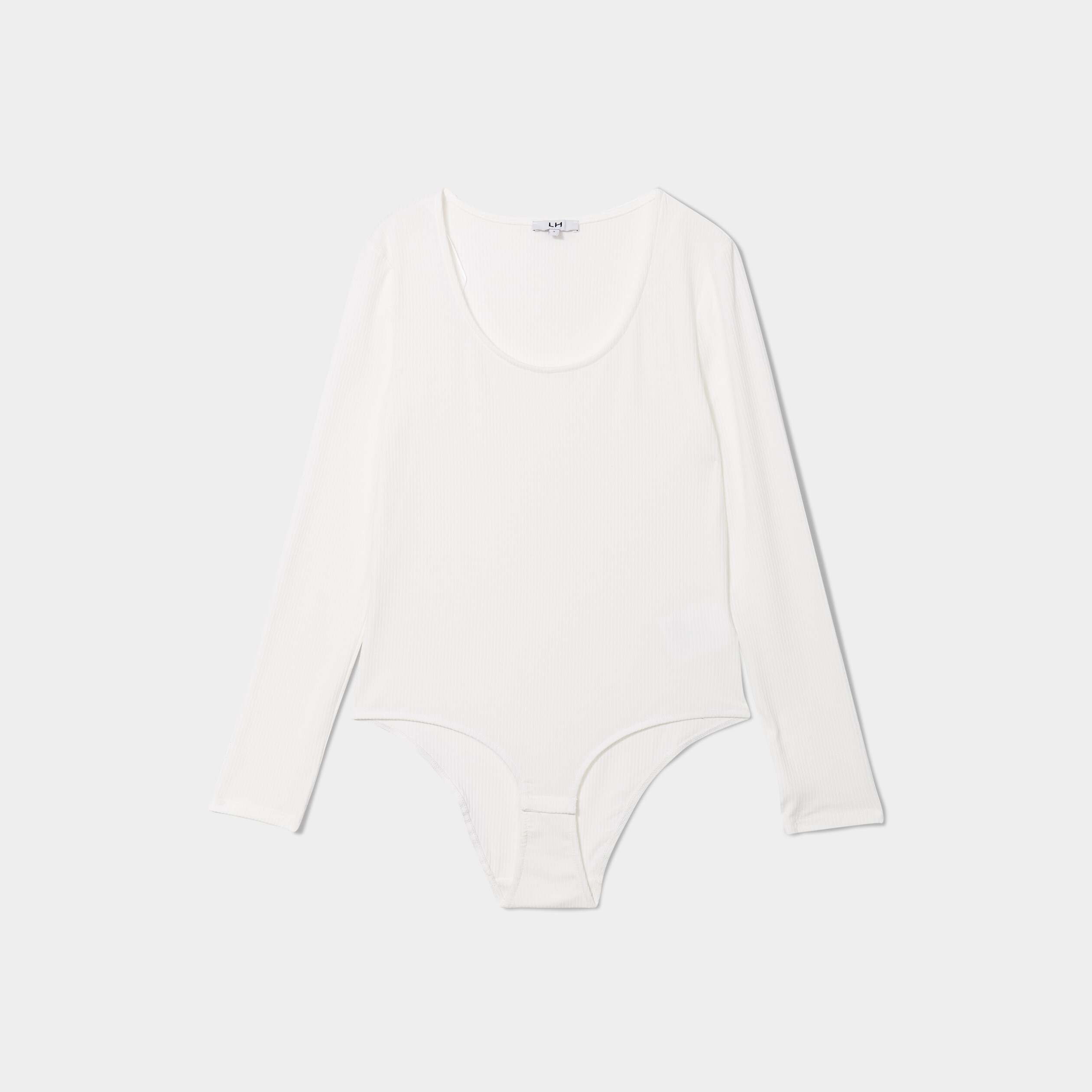 body cotele col rond manches longues blanc femme Body côtelé col rond manches longues blanc femme