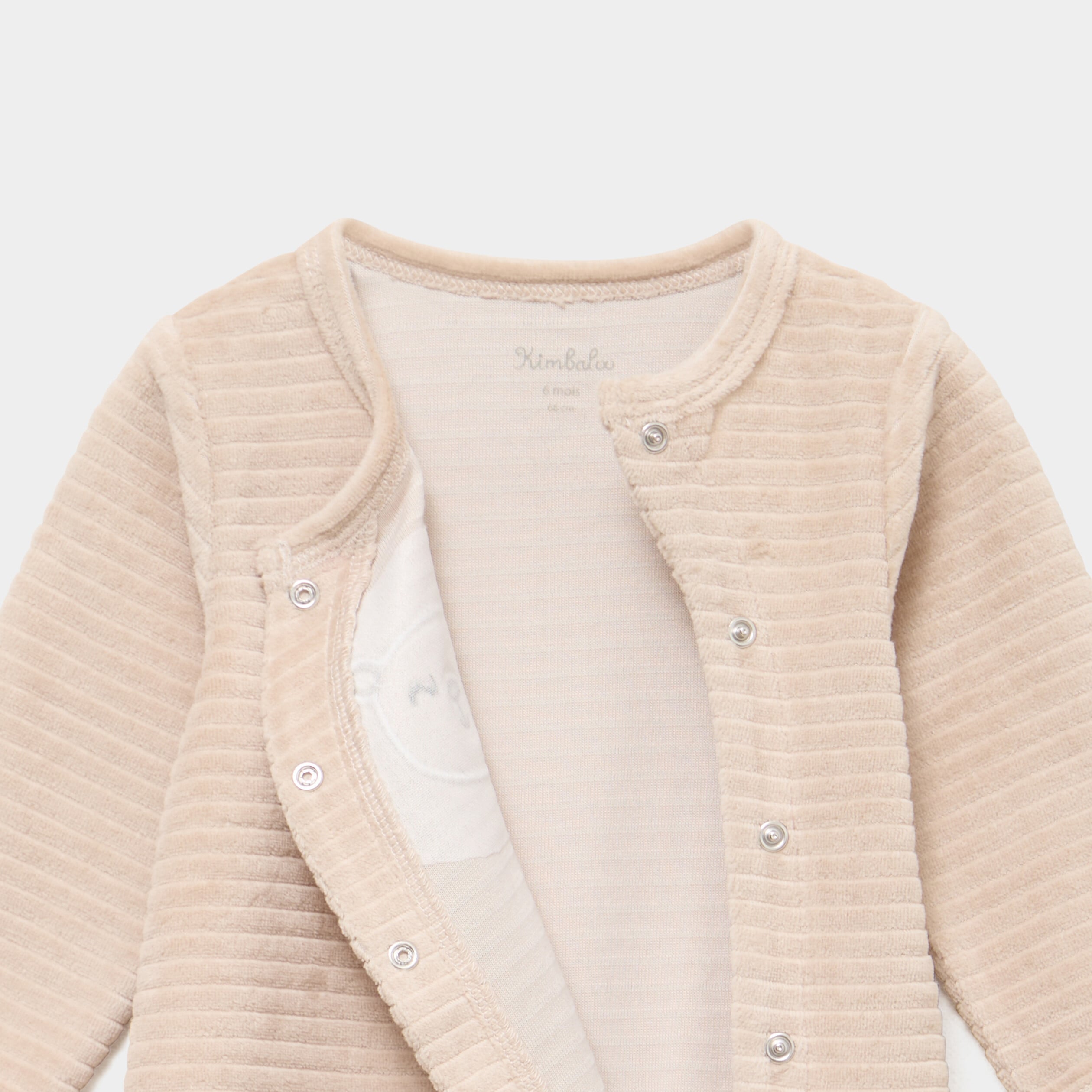 Dors-bien velours manches longues beige b&eacute;b&eacute;