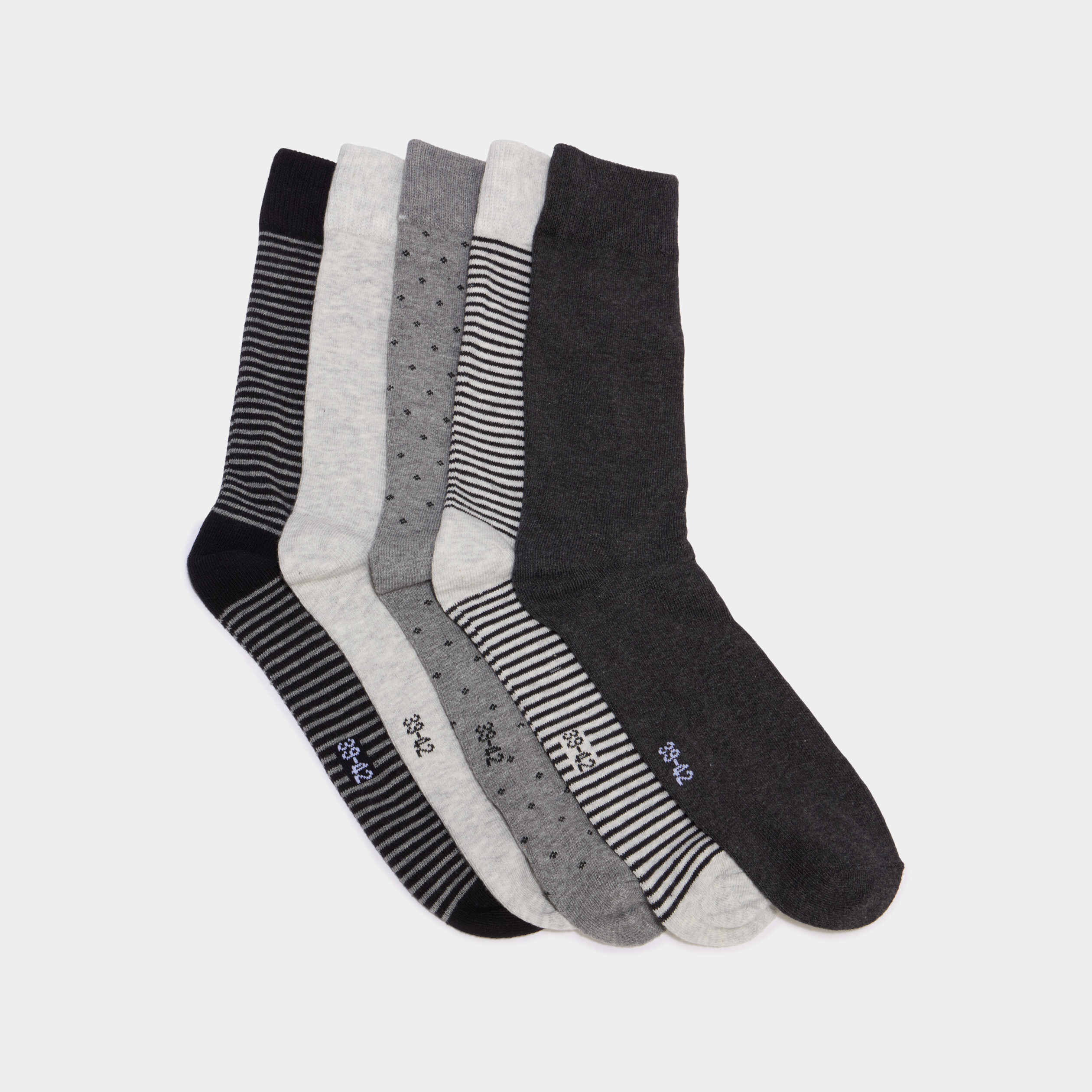 Lot 5 paires chaussettes m&eacute;lange coton noir homme