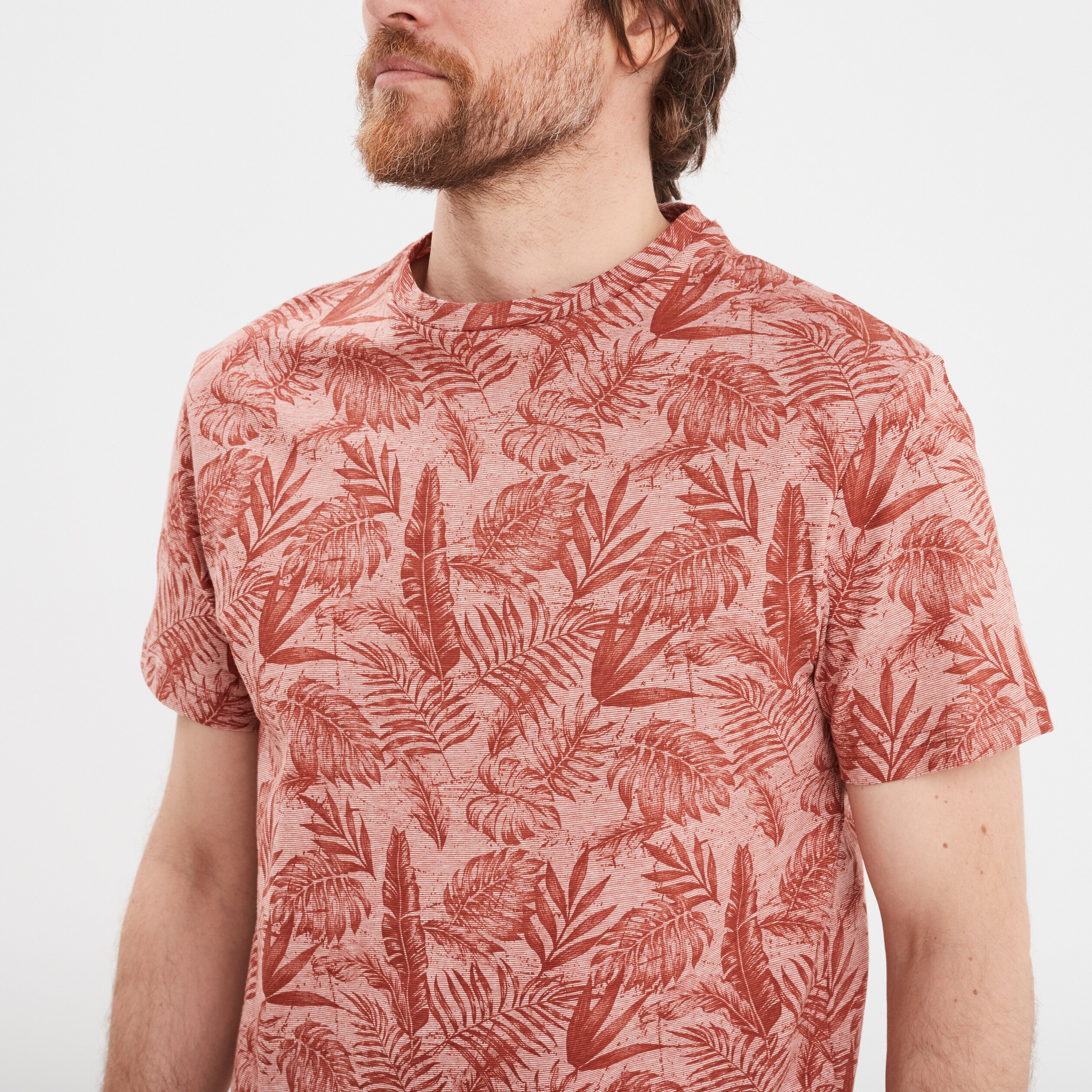 t shirt manches courtes col rond terracotta homme T-shirt manches courtes col rond terracotta homme