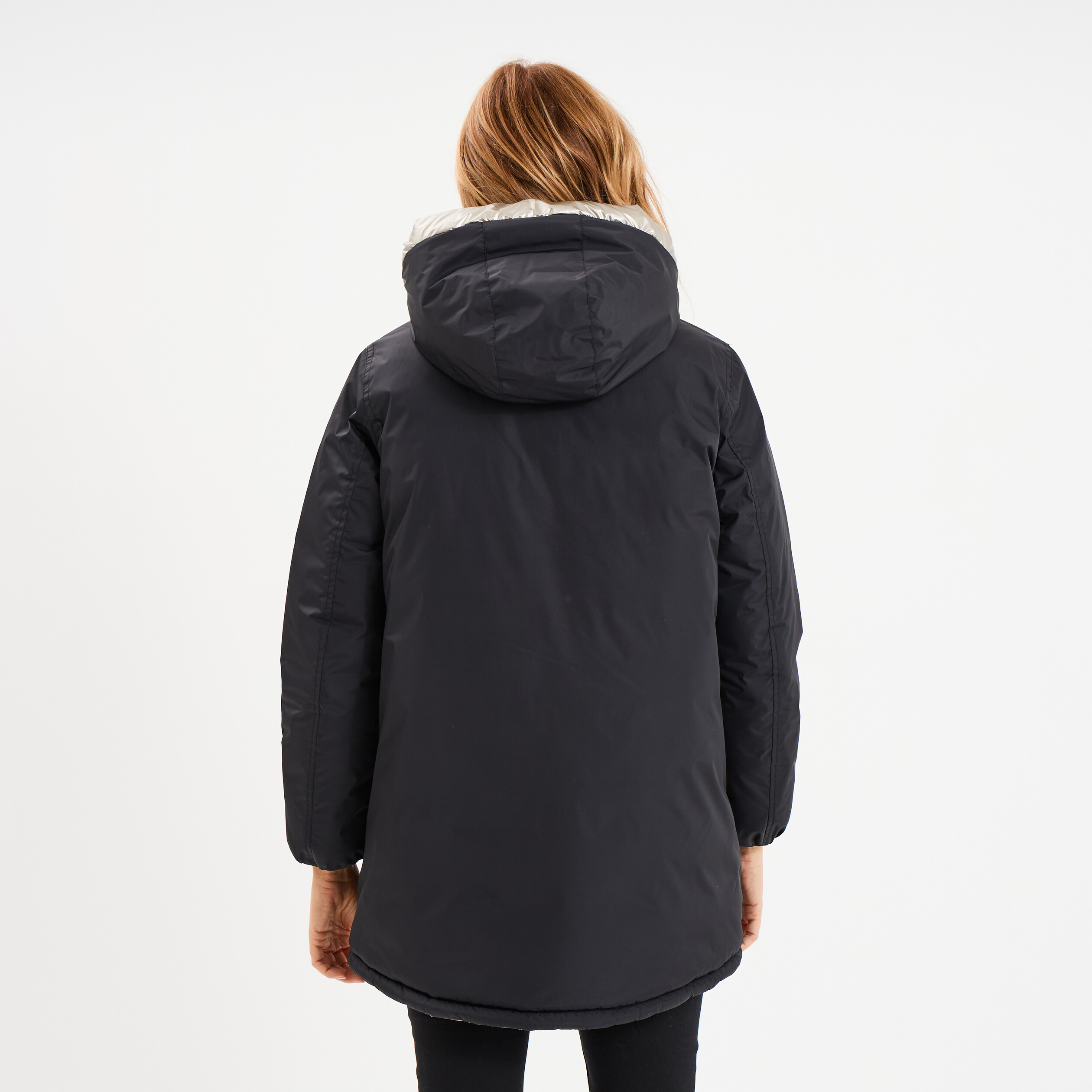 Doudoune r&eacute;versible &agrave; capuche noir femme