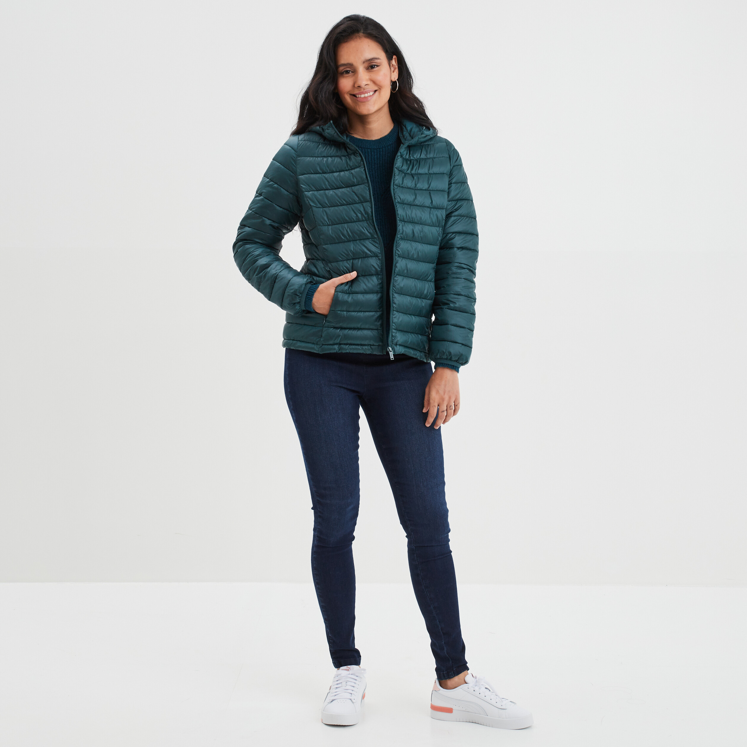 pull col rond aspect laineux bleu canard femme Pull col rond aspect laineux bleu canard femme
