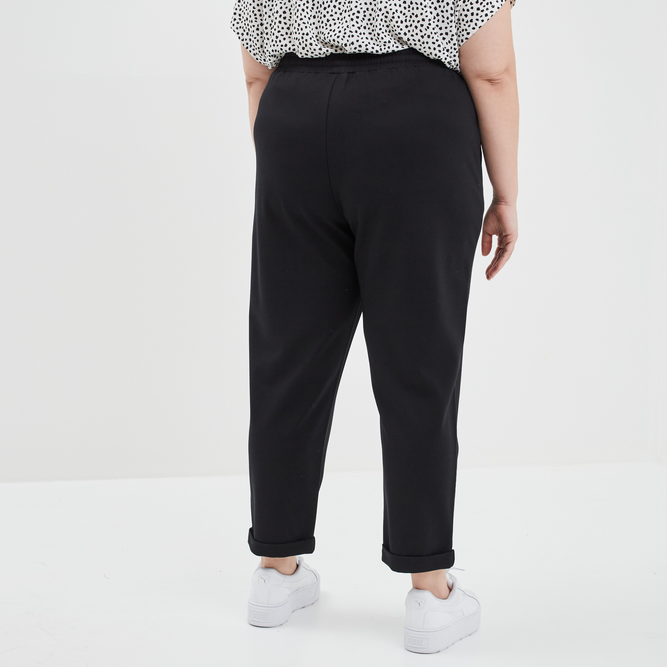 Pantalon de jogging taille élastiquée noir femme grande taille