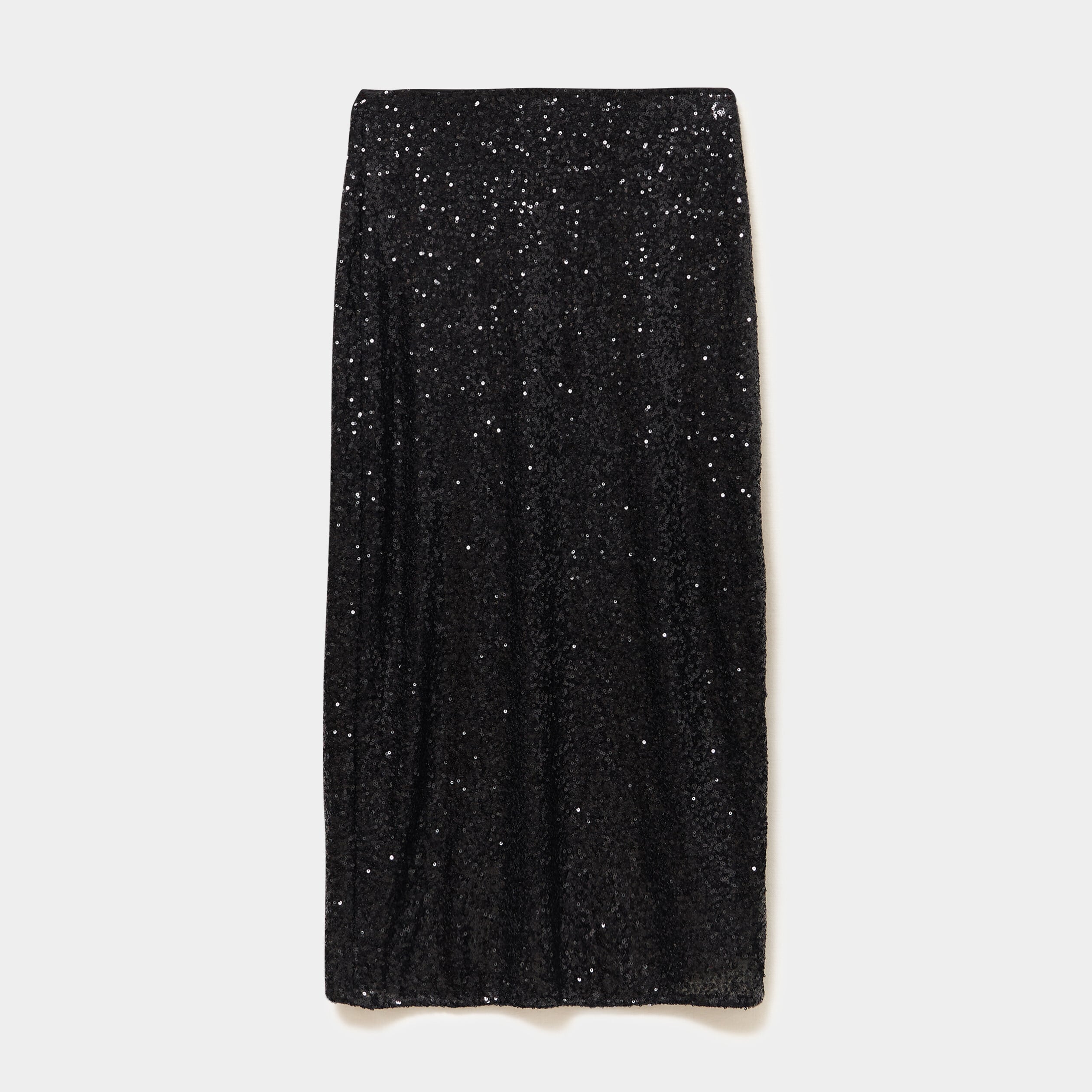 Jupe longue &agrave; sequins noir femme