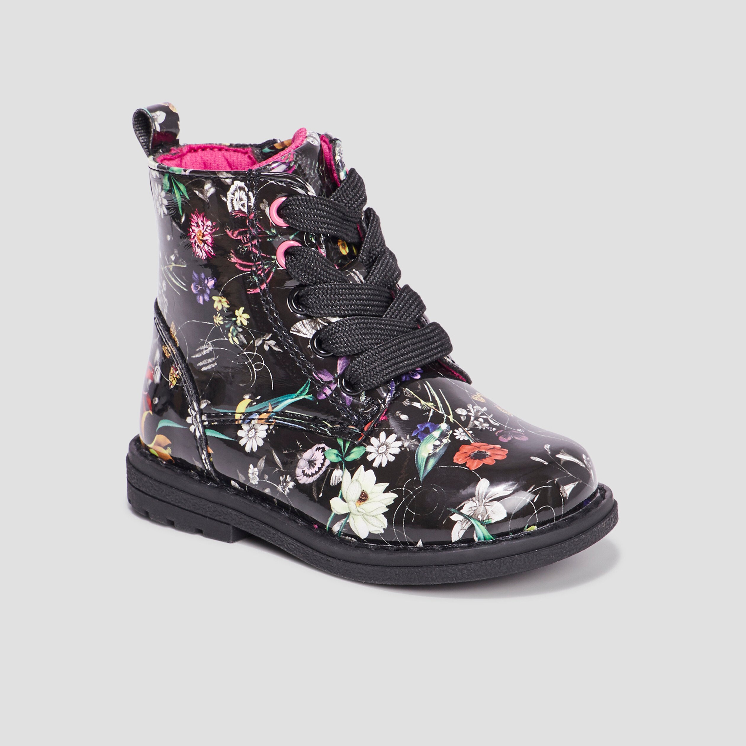 Bottines vernies à lacets multicolore bébé fille