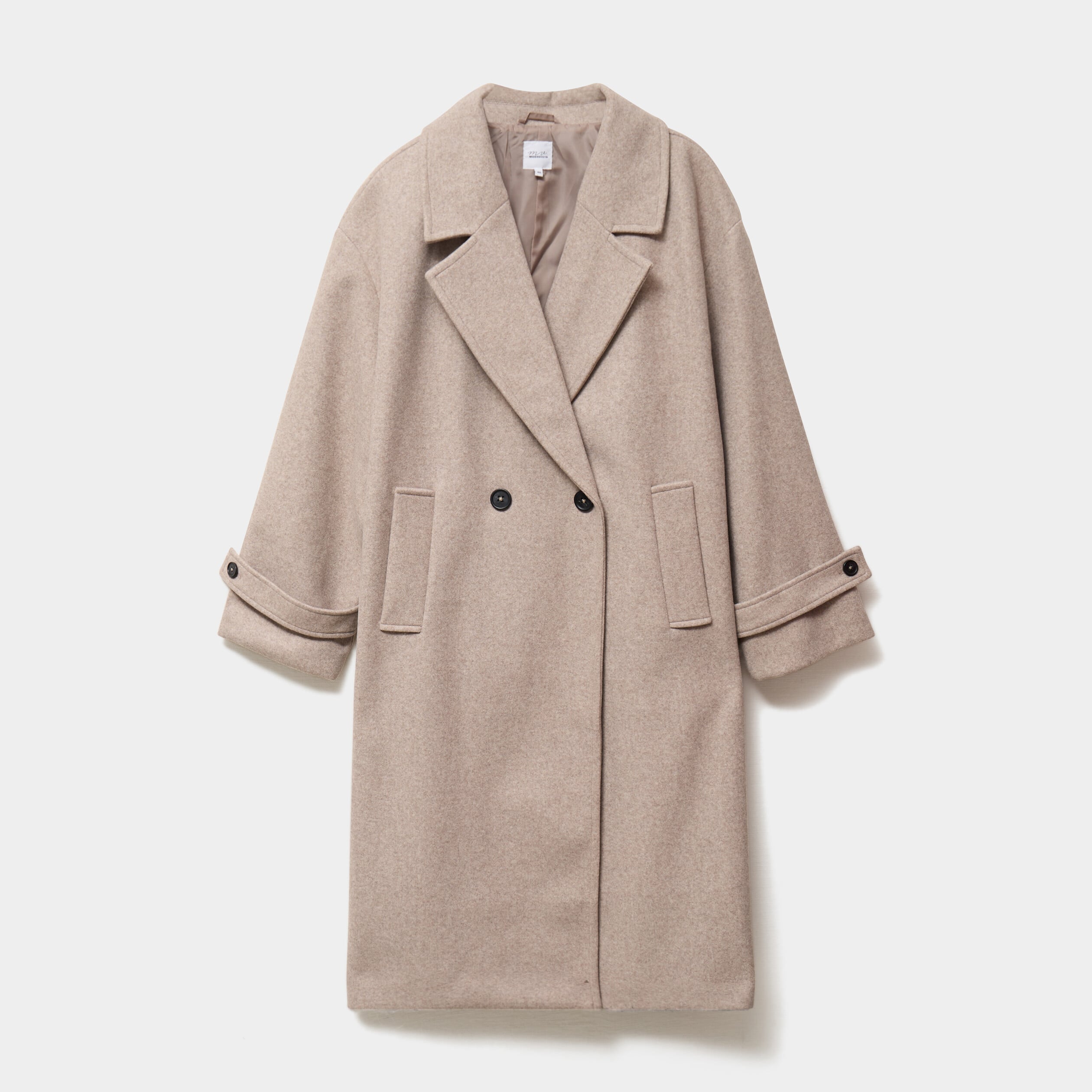 Manteau double boutonnage beige femme grande taille