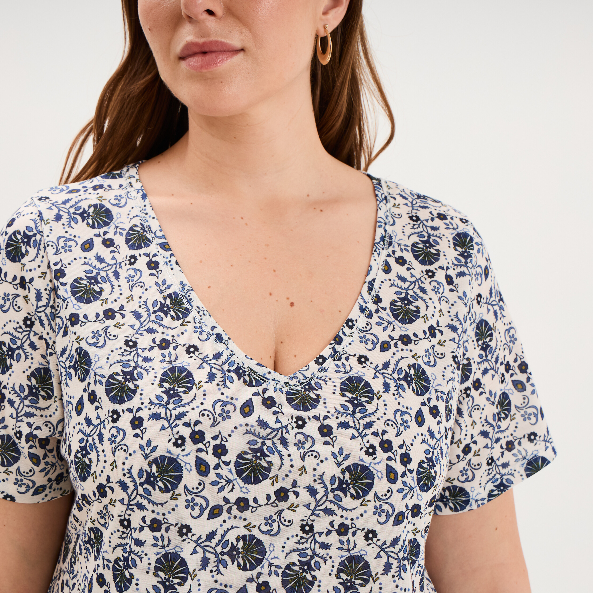 T-shirt manches courtes ecru femme grande taille