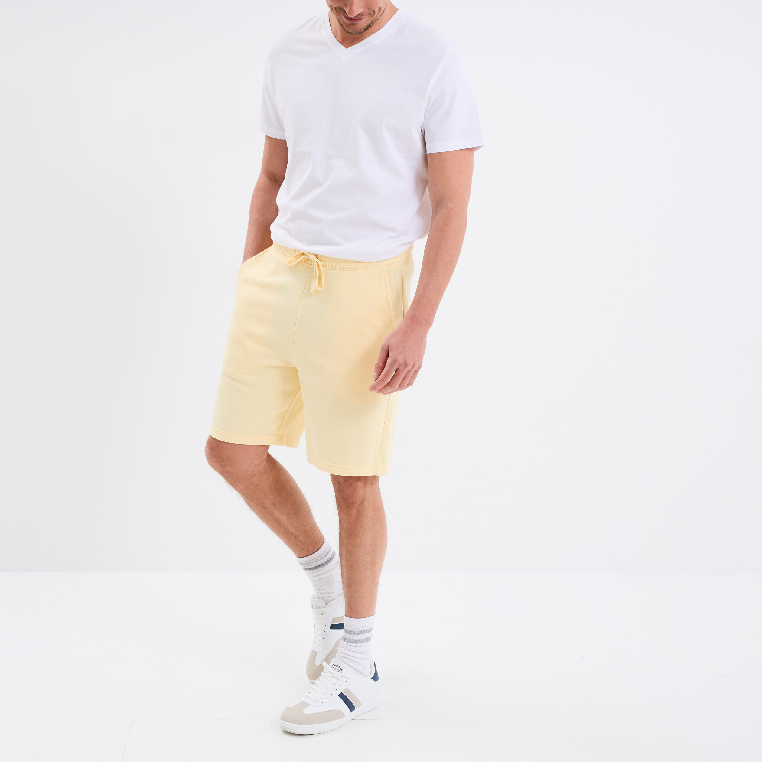 short de jogging en molleton jaune clair homme Short de jogging en molleton jaune clair homme