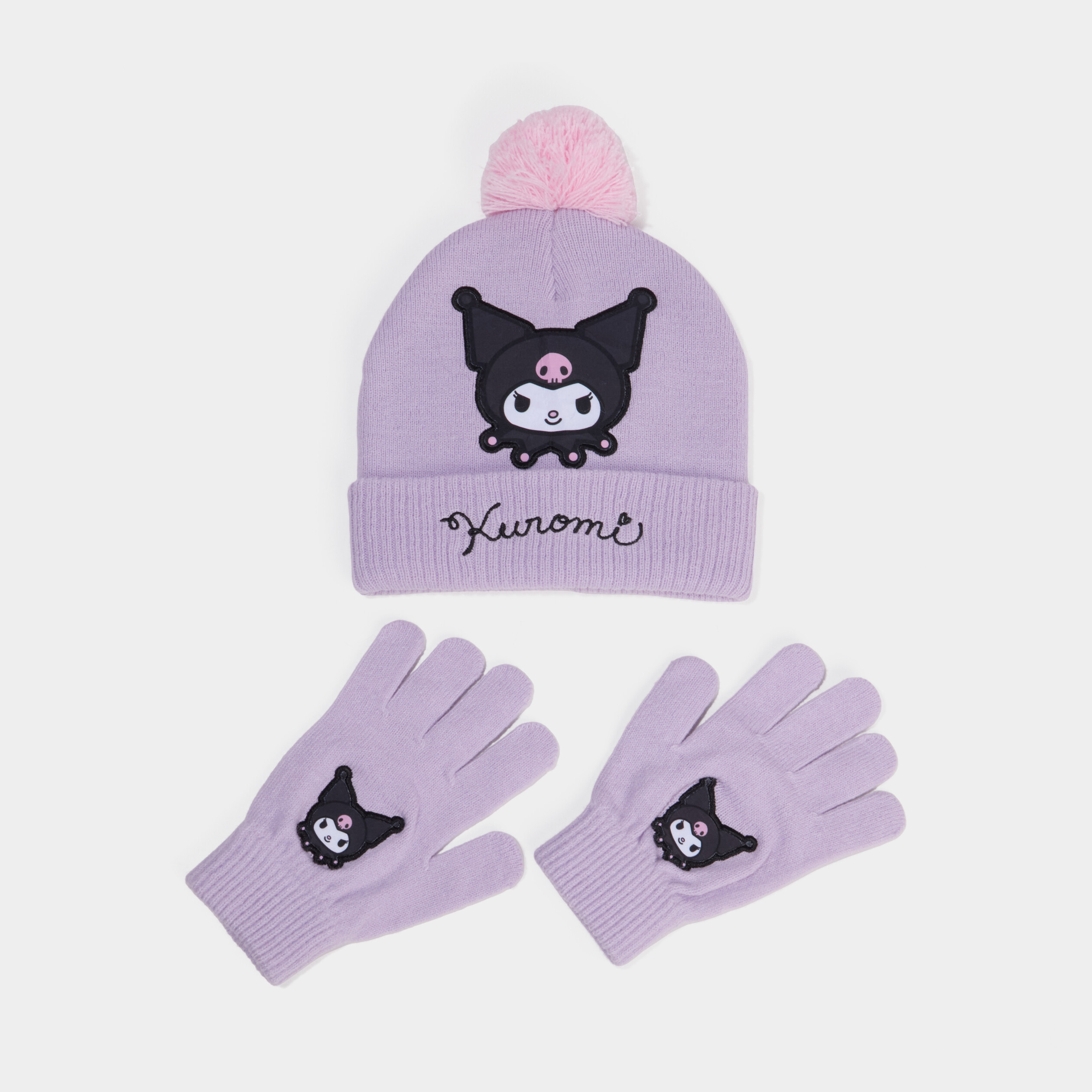Ensemble bonnet et gants Kuromi parme fille