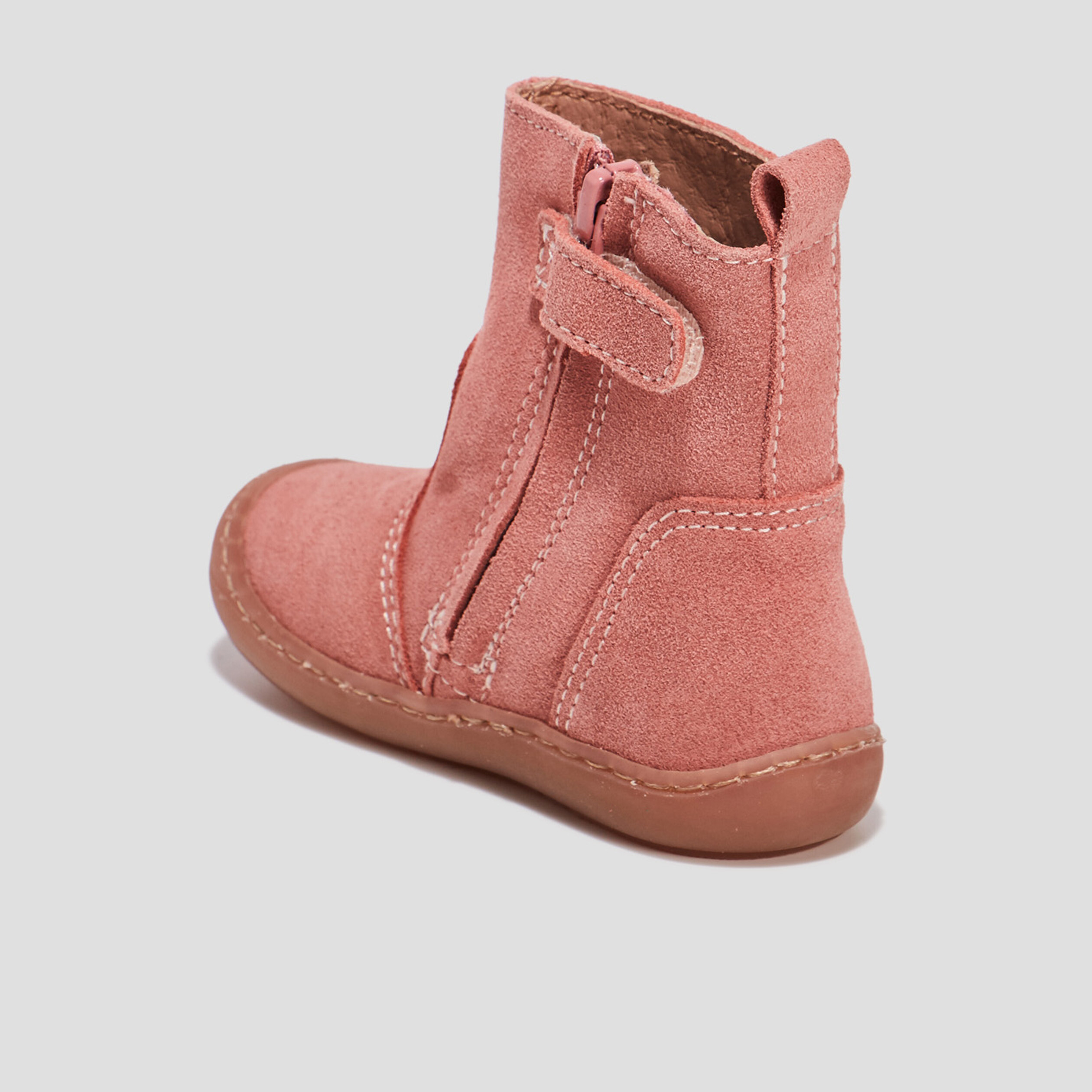 bottes zippees en cuir rose bebef Bottes zippées en cuir rose bébé fille