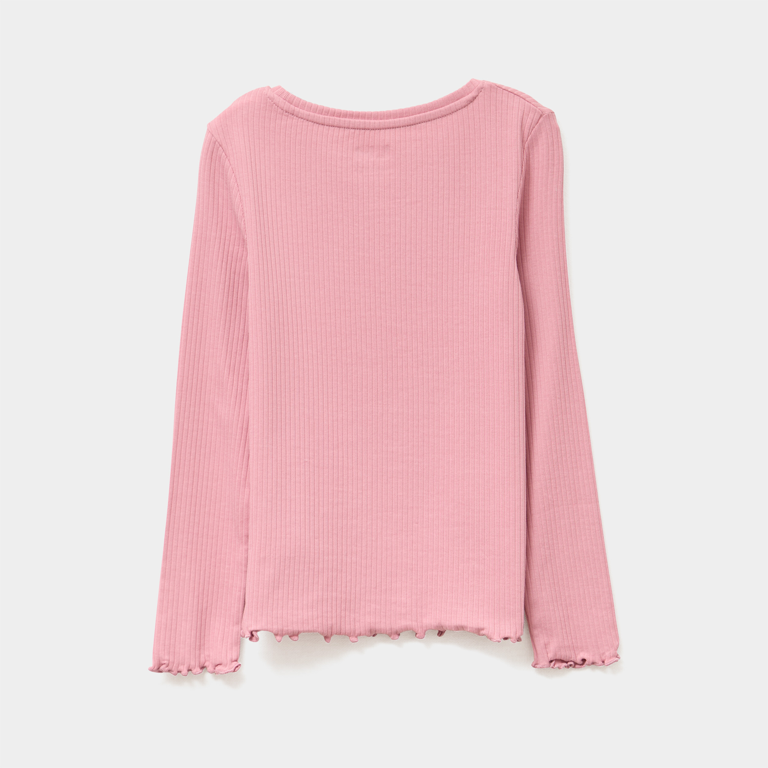 t shirt cotele manches longues coton vieux rose fille T-shirt côtelé manches longues coton vieux rose fille