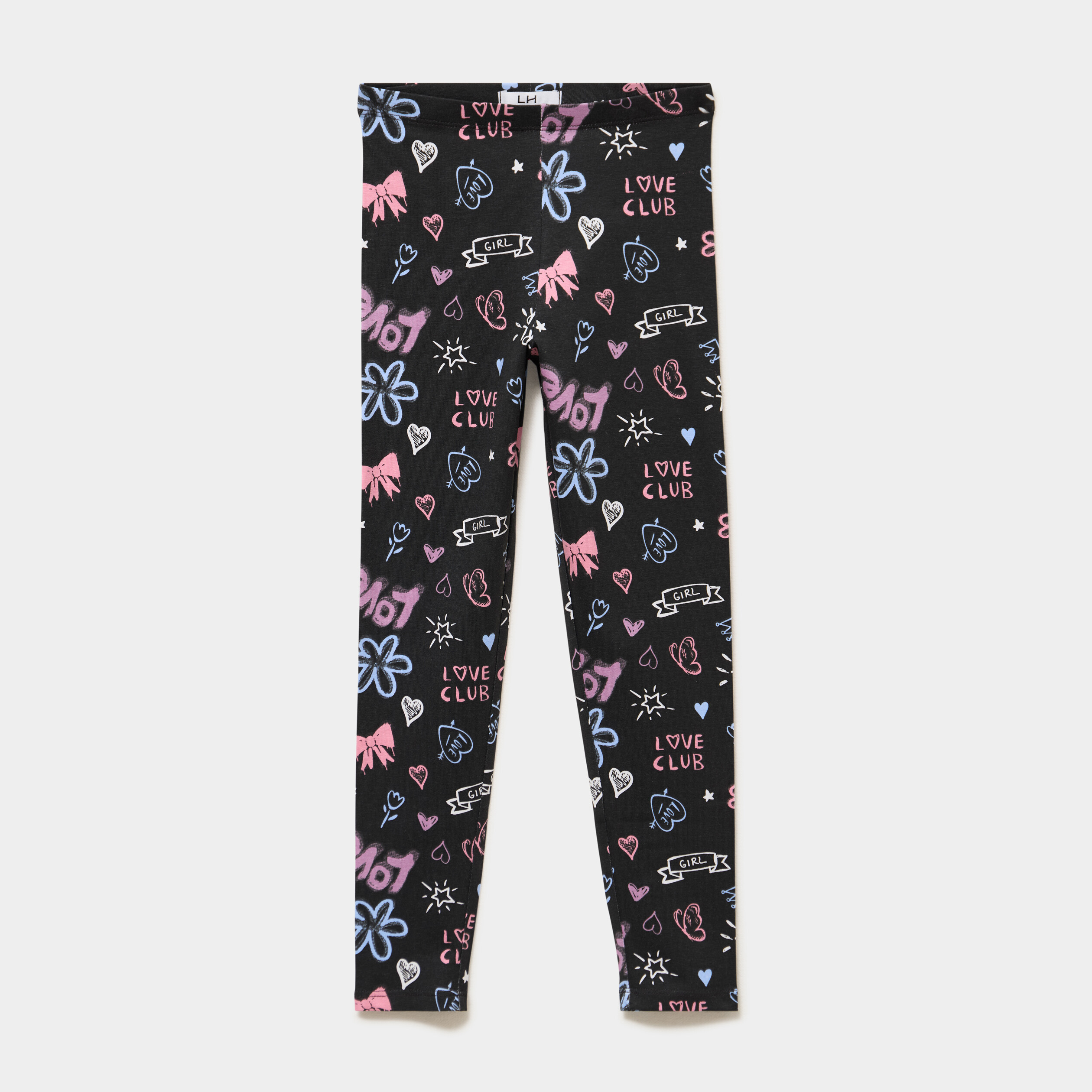 Legging taille &eacute;lastiqu&eacute;e coton noir fille