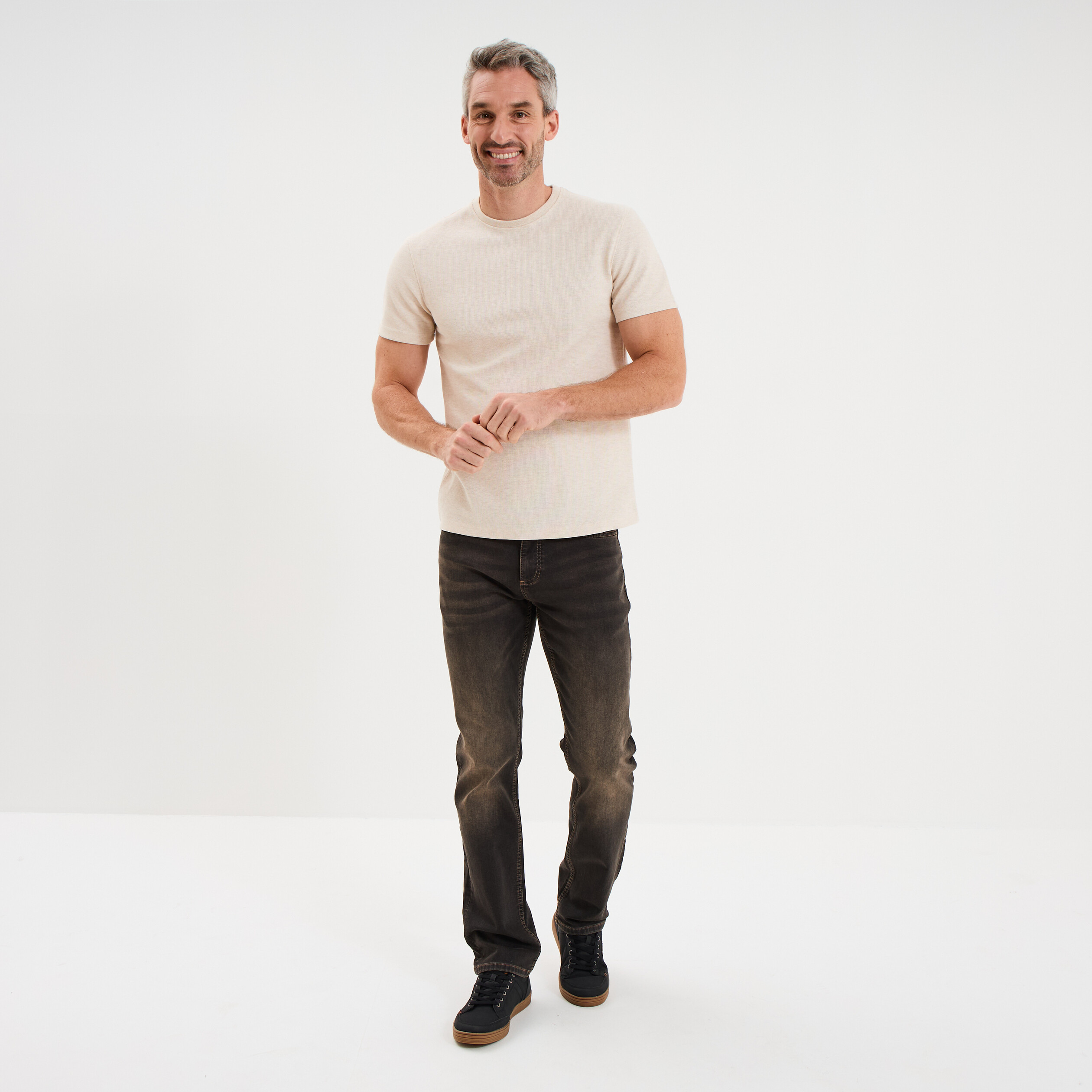 Jean stretch coupe regular denim noir homme