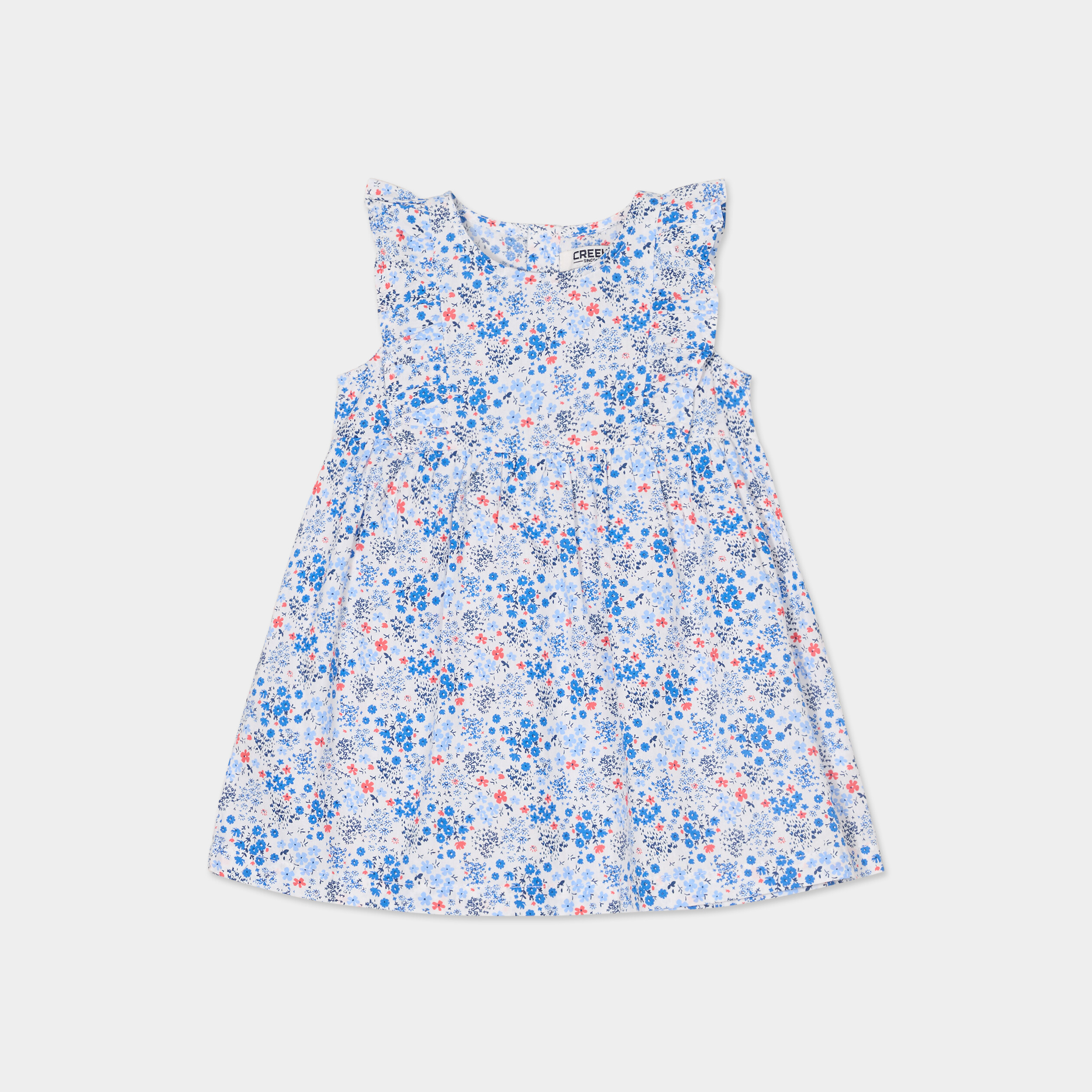 Robe patineuse avec volants coton Creeks ecru bébé fille