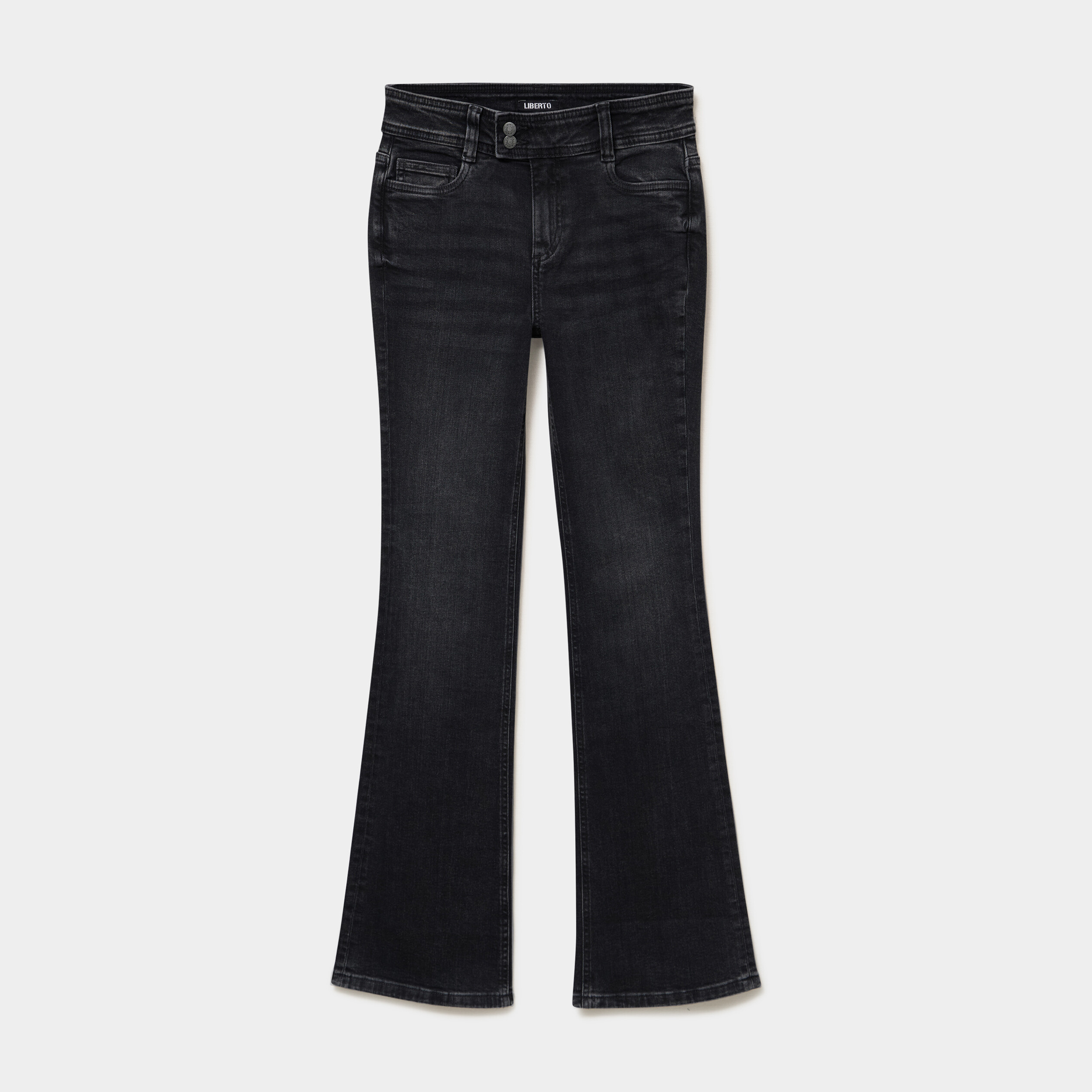 Jean flare taille basse denim noir femme