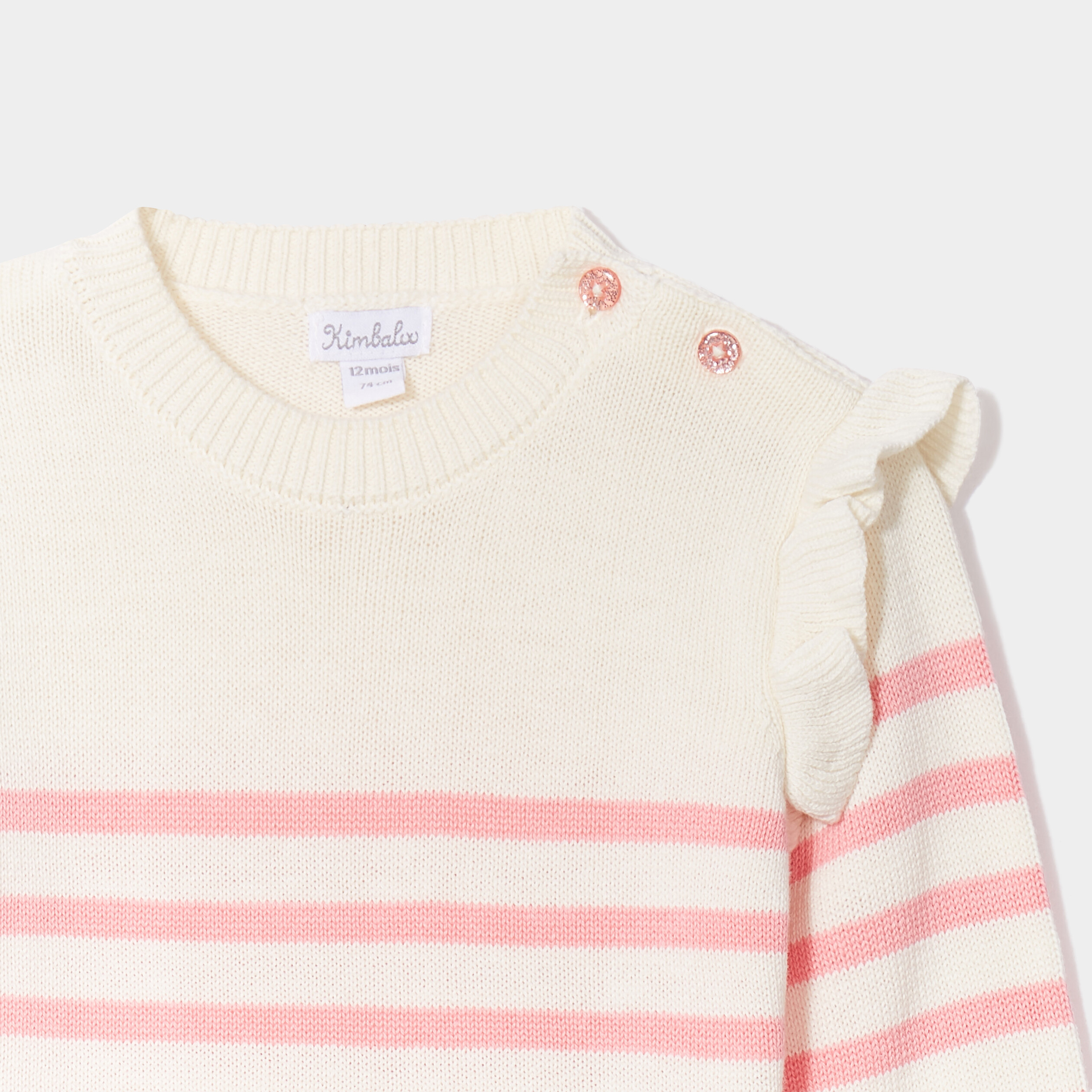 pull avec volants epaules coton creme bebef Pull avec volants épaules coton creme bébé fille