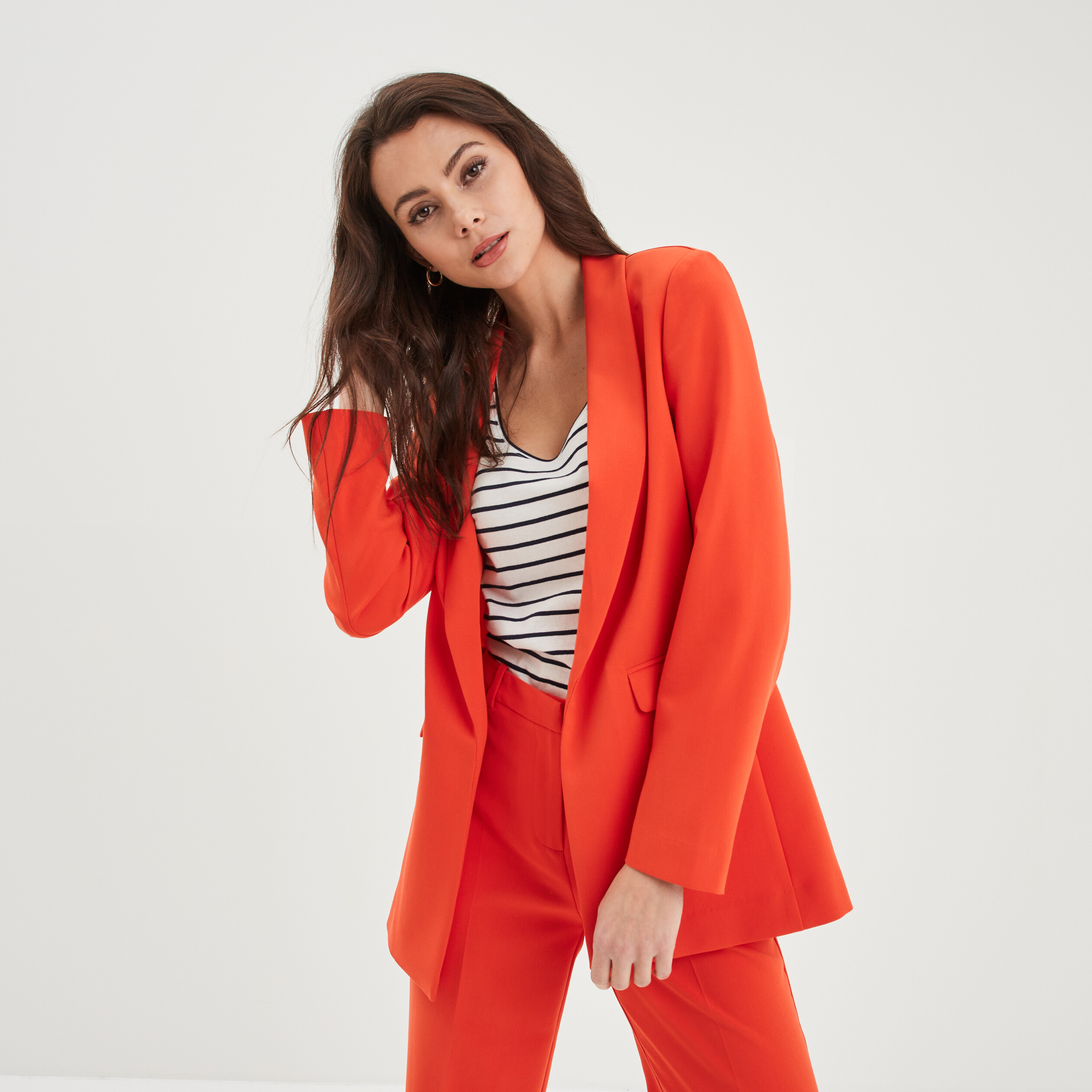 Veste costume col ch le orange femme
