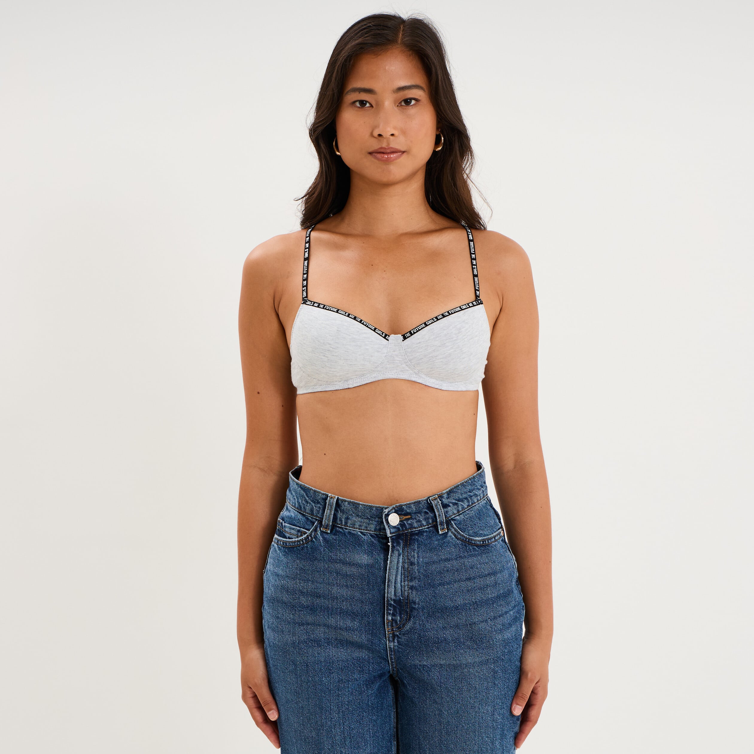 Soutien-gorge triangle padd&eacute; gris femme