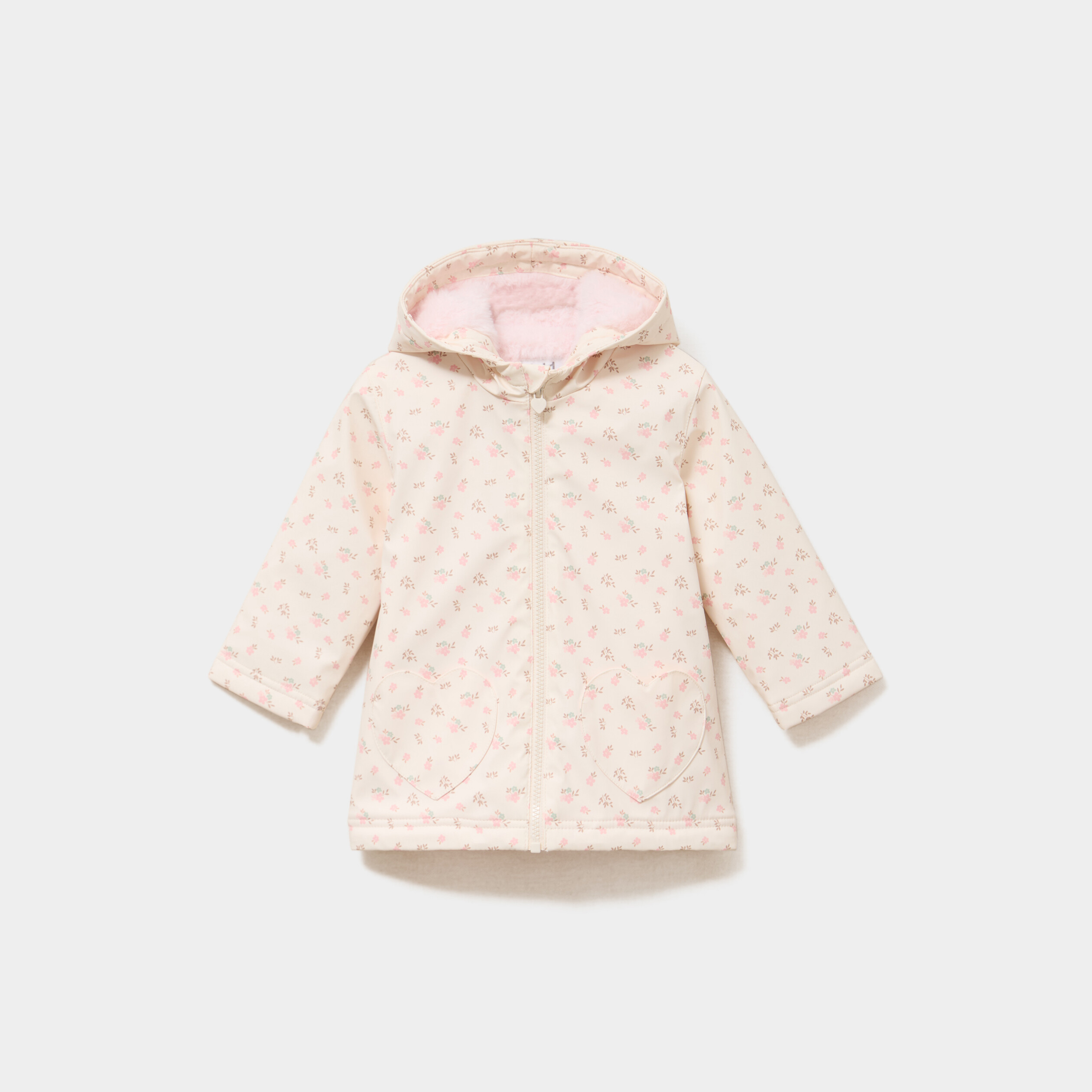 Parka imperm&eacute;able fourr&eacute;e &agrave; capuche bleu marine b&eacute;b&eacute; fille
