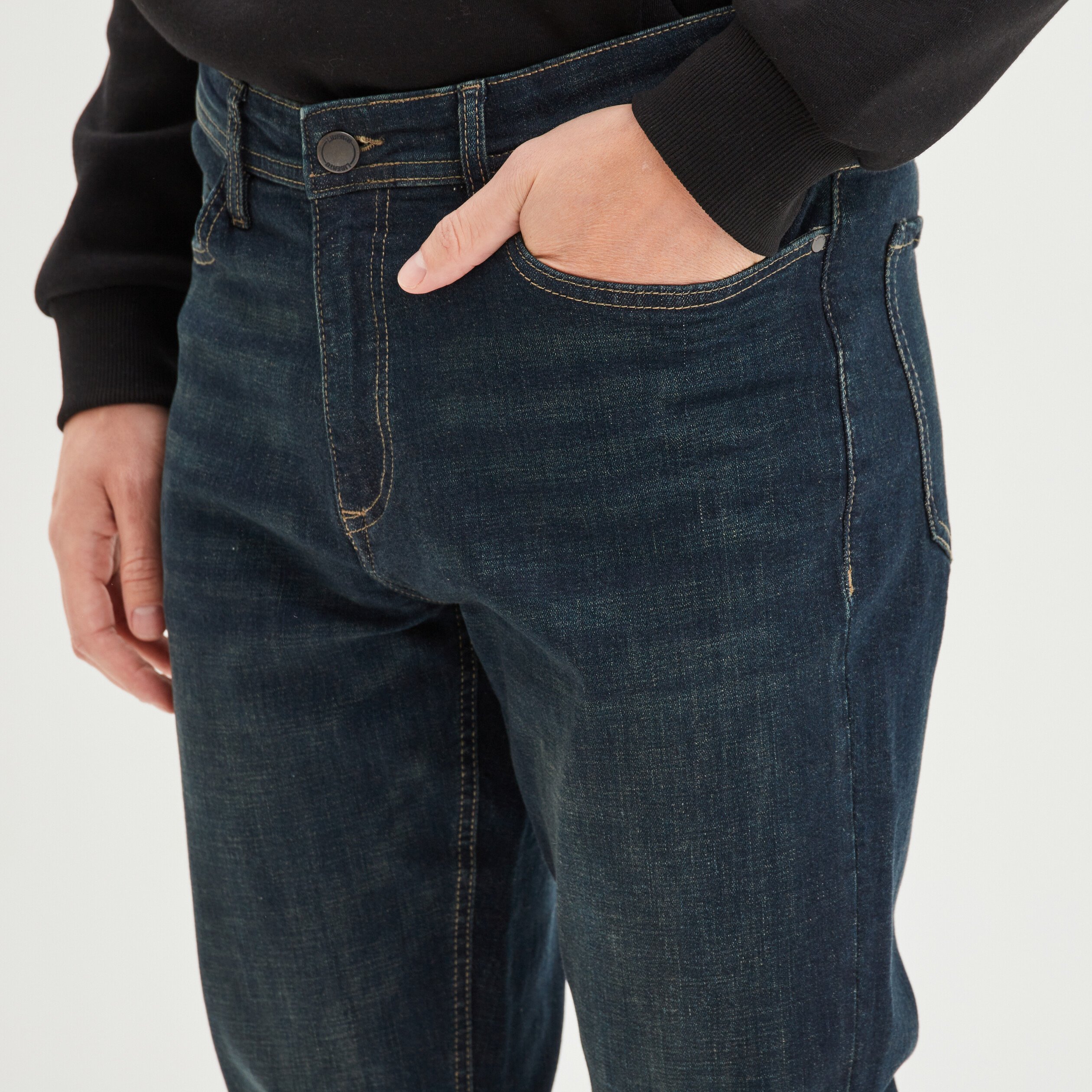 Jeans straight 5 poches Liberto denim brut homme
