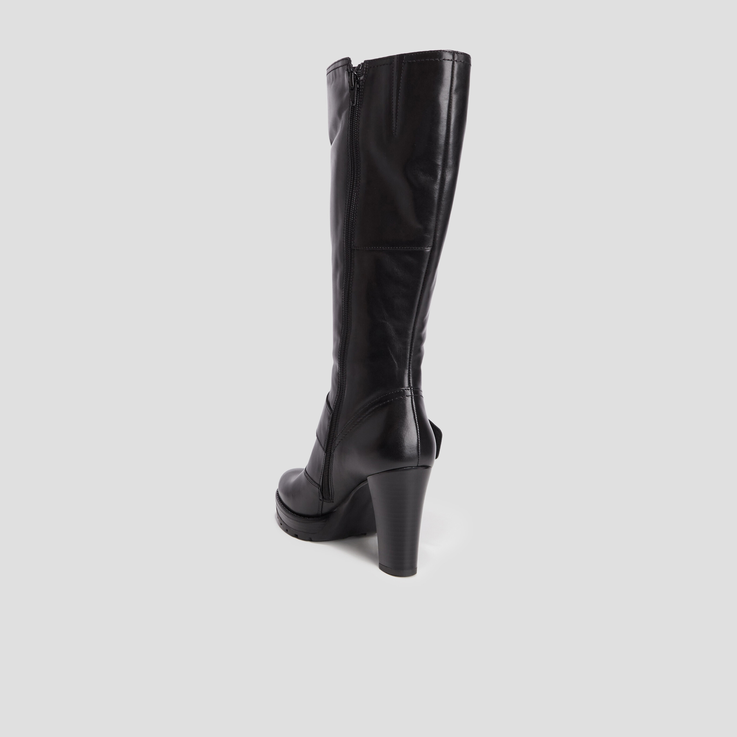 Bottes cuir à talons avec boucles noir femme