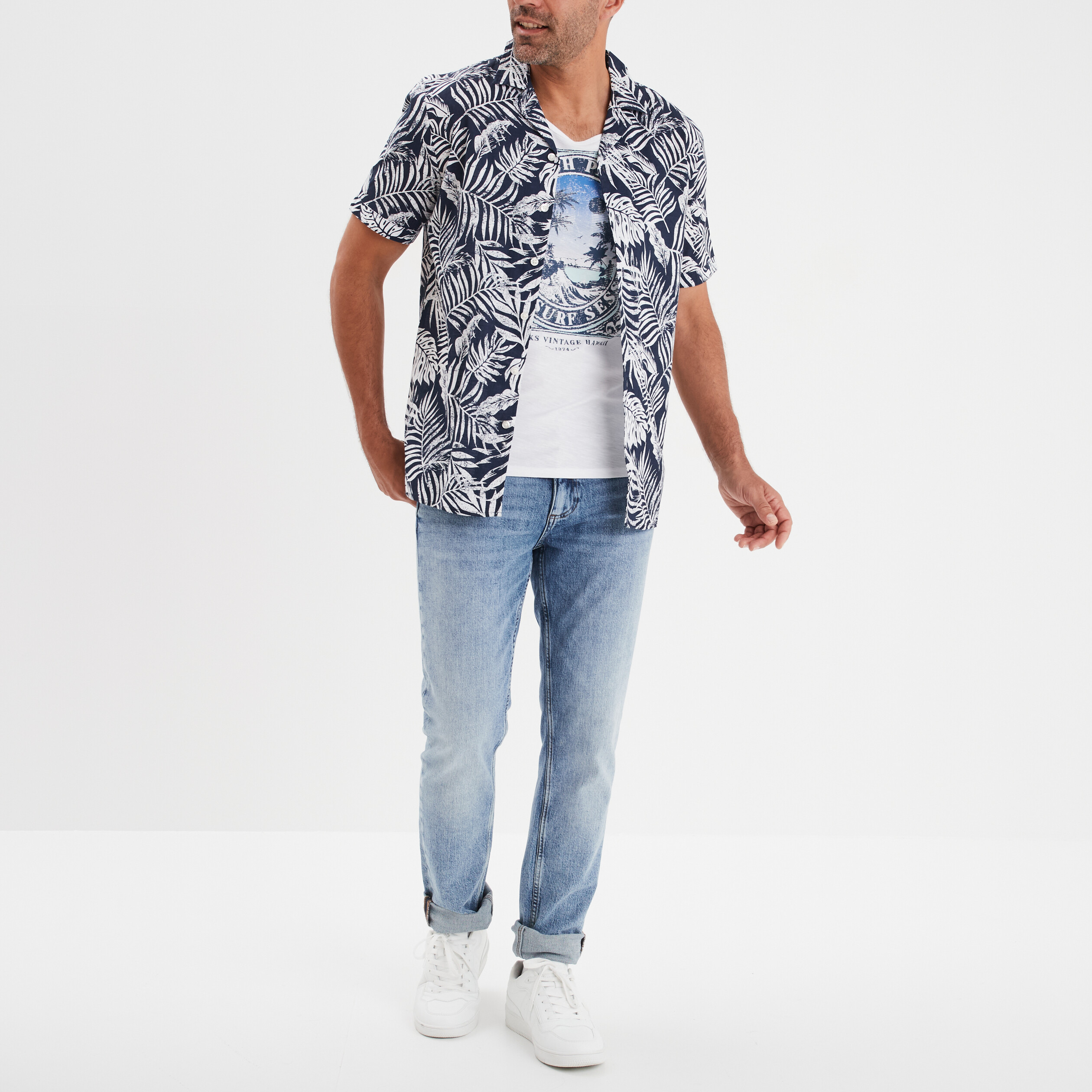 chemise en coton manches courtes bleu homme Chemise en coton manches courtes bleu homme