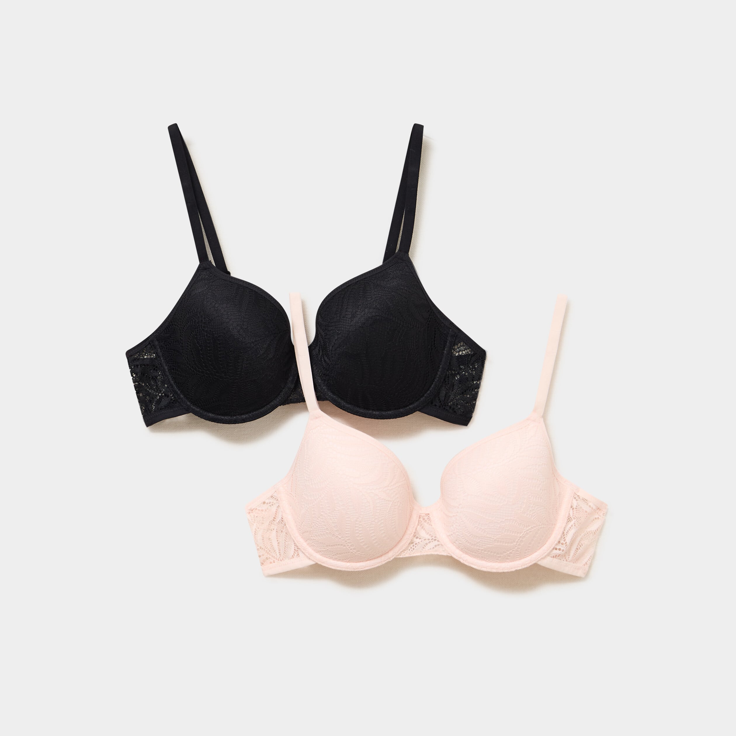 Lot 2 soutiens-gorge corbeille dentelle rose poudr&eacute;e femme
