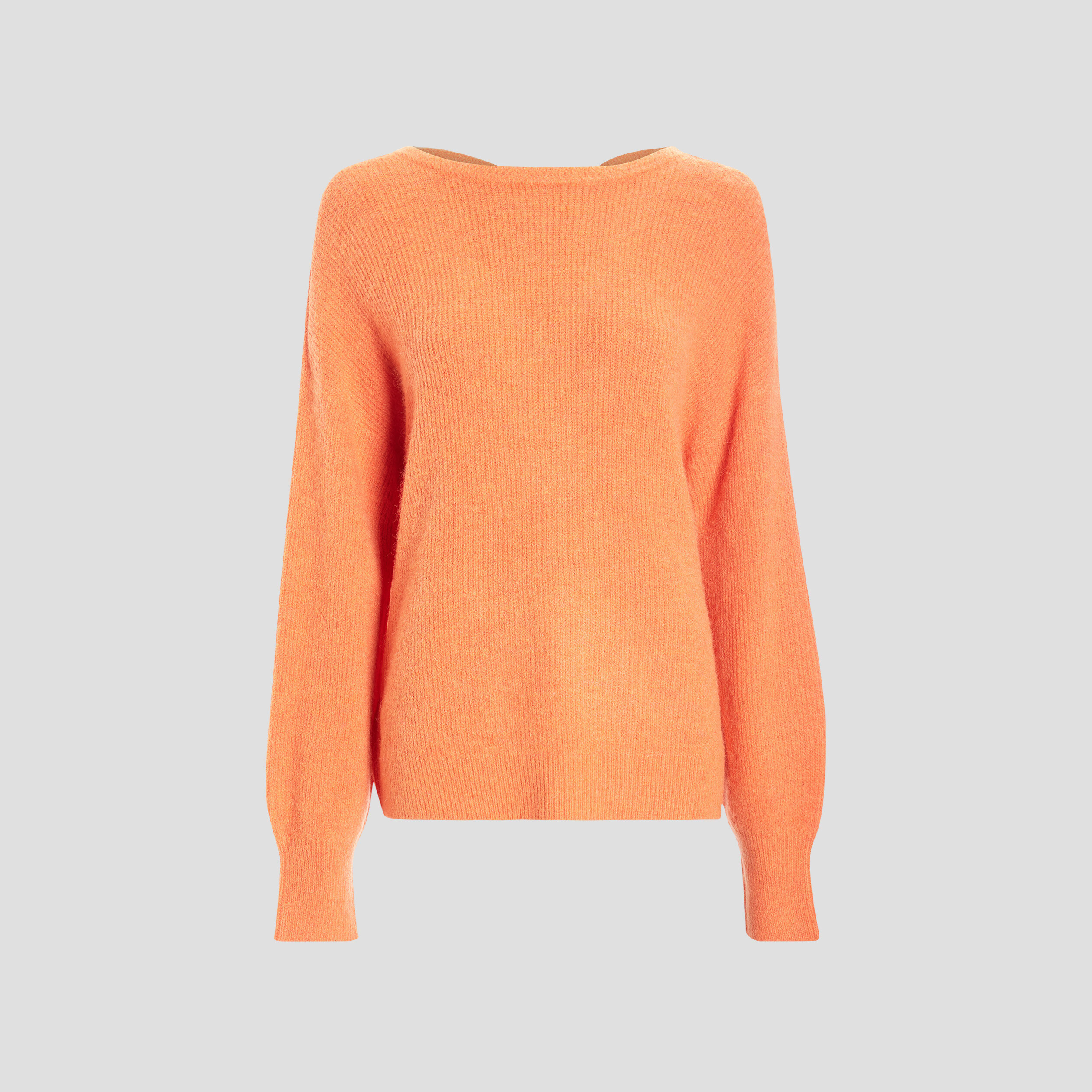 Pull recto verso manches longues orange corail femme