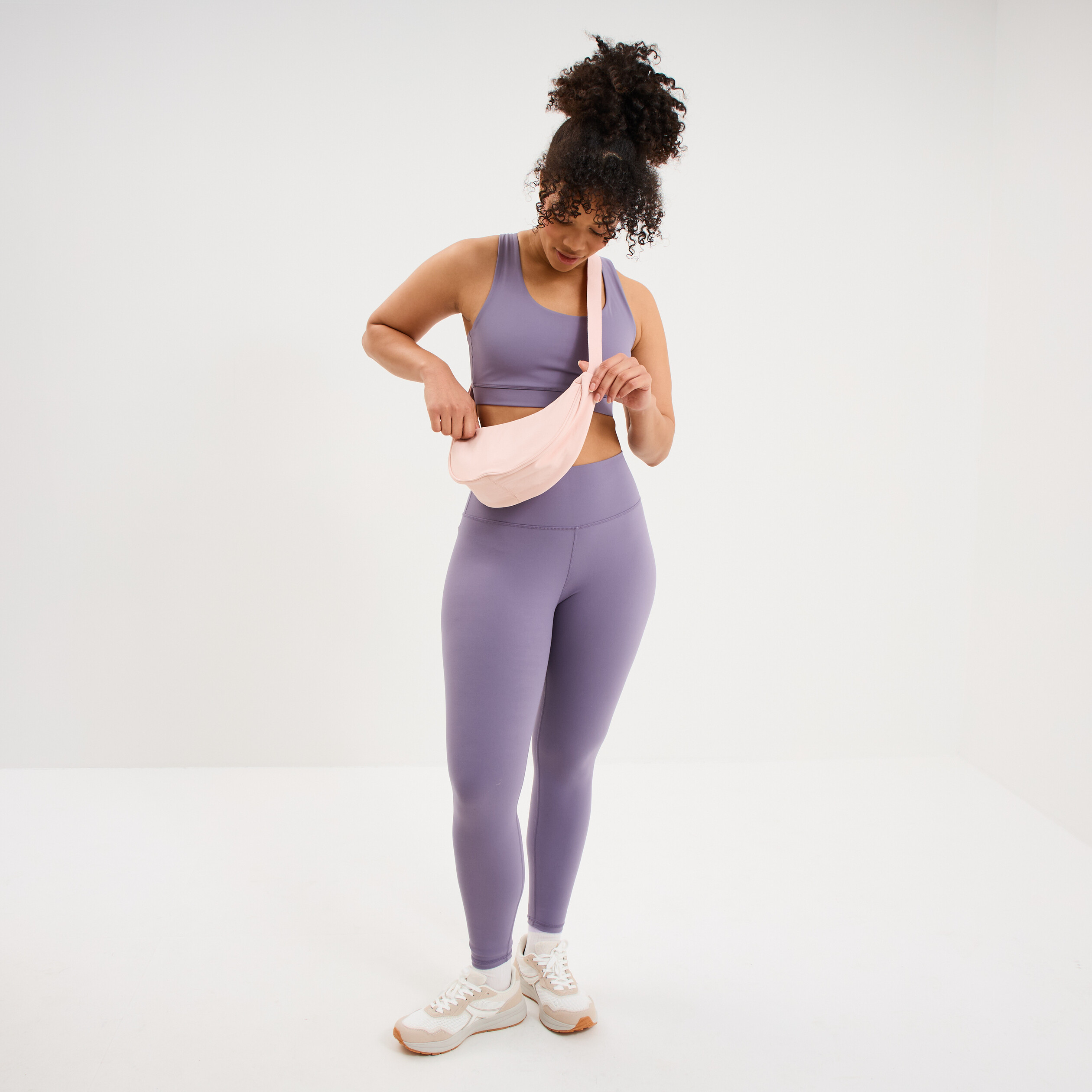 Legging de sport gainant taille haute violet femme