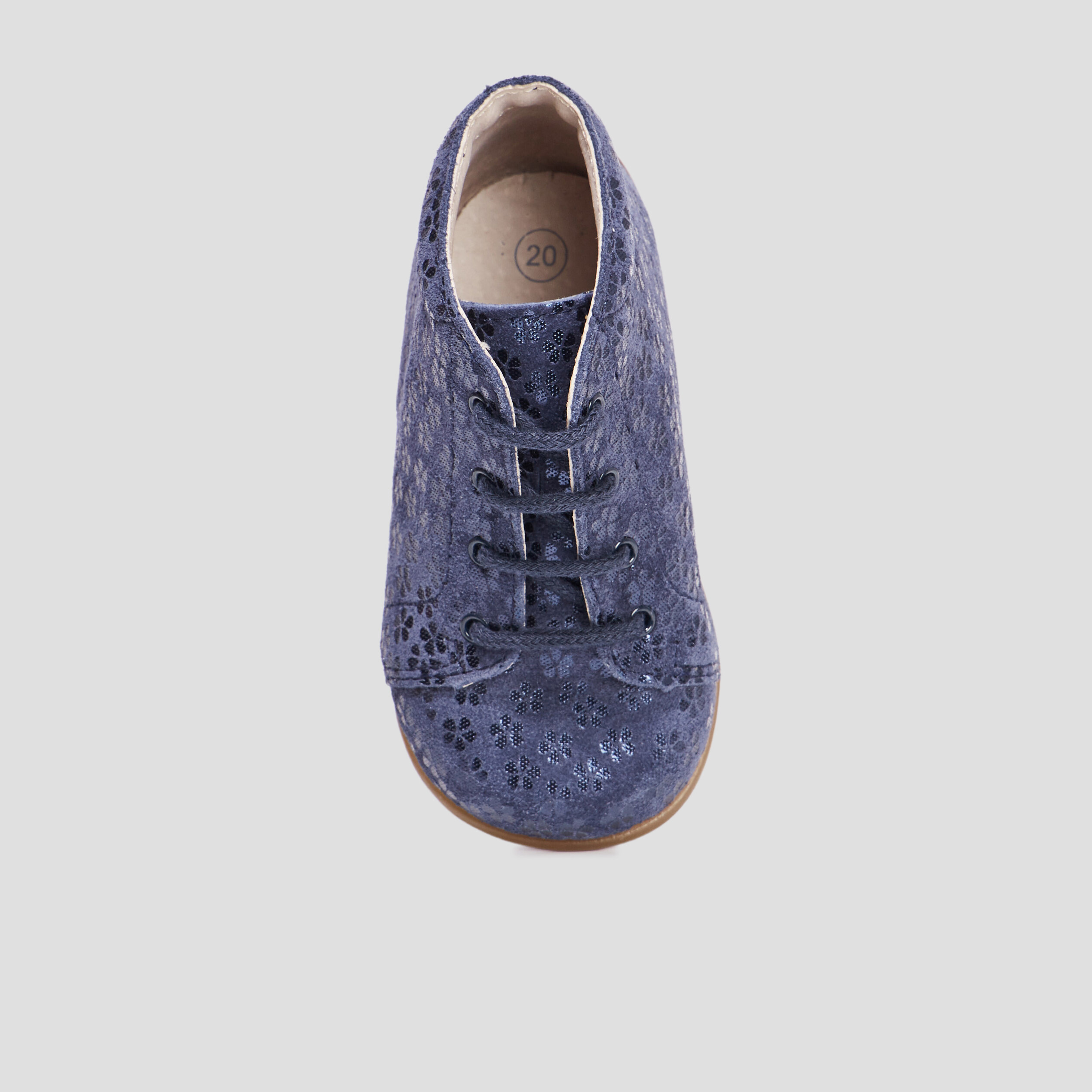 Bottillons à lacets en cuir bleu marine bébé fille