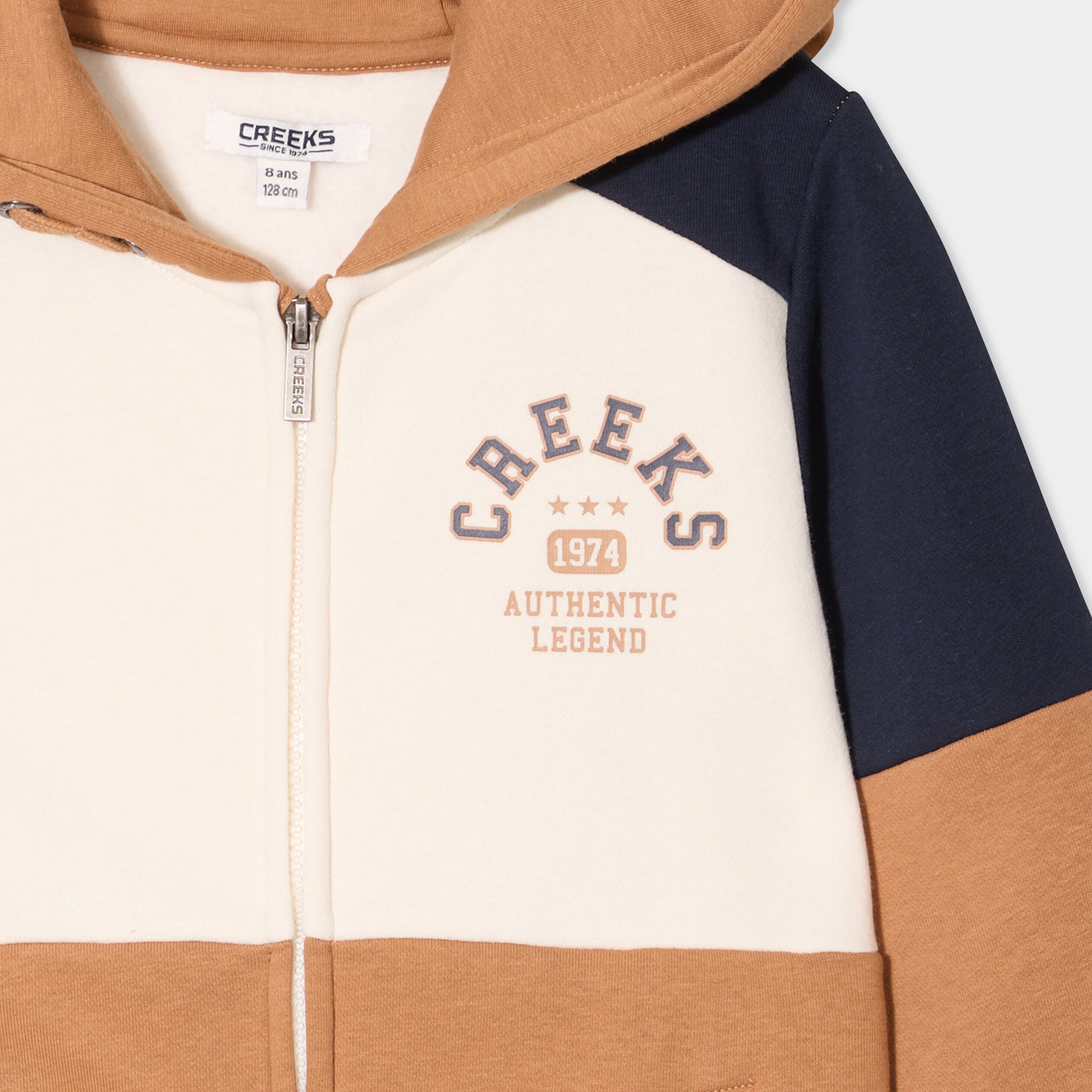 sweat a capuche zippe creeks camel garcon Sweat à capuche zippé Creeks camel garçon
