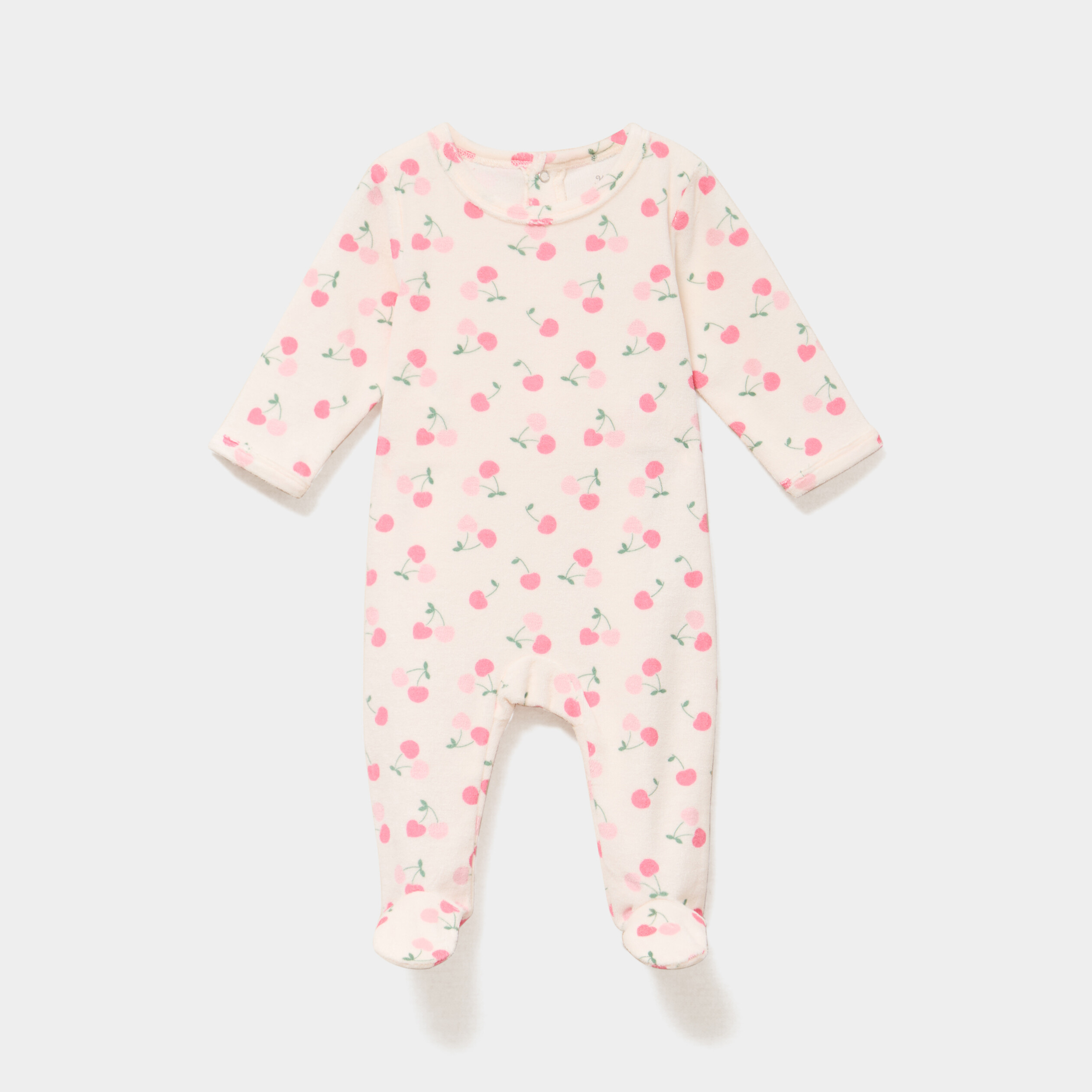 Dors-bien manches longues velours creme b&eacute;b&eacute;