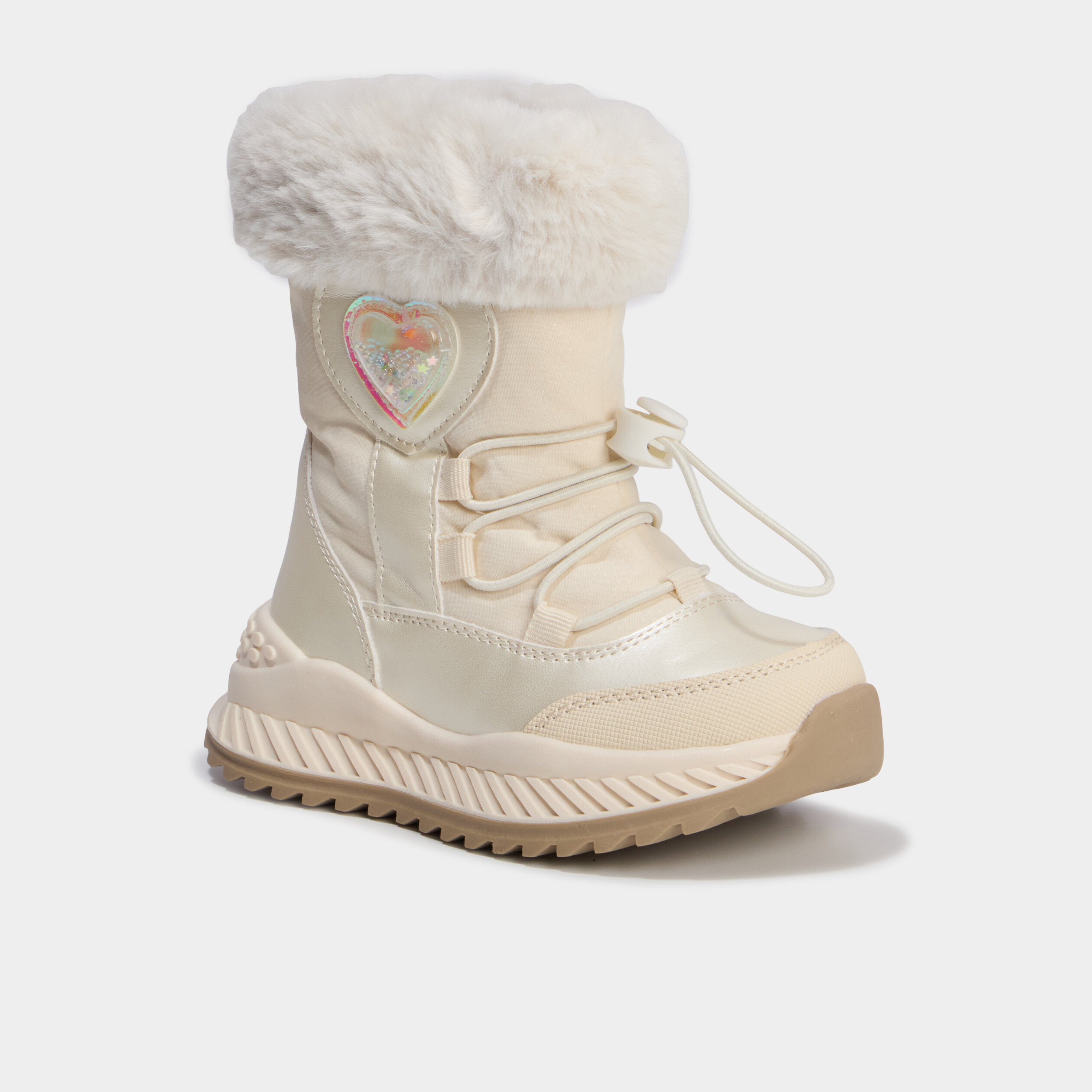 Bottes fourr&eacute;es avec d&eacute;tails perles creme fille