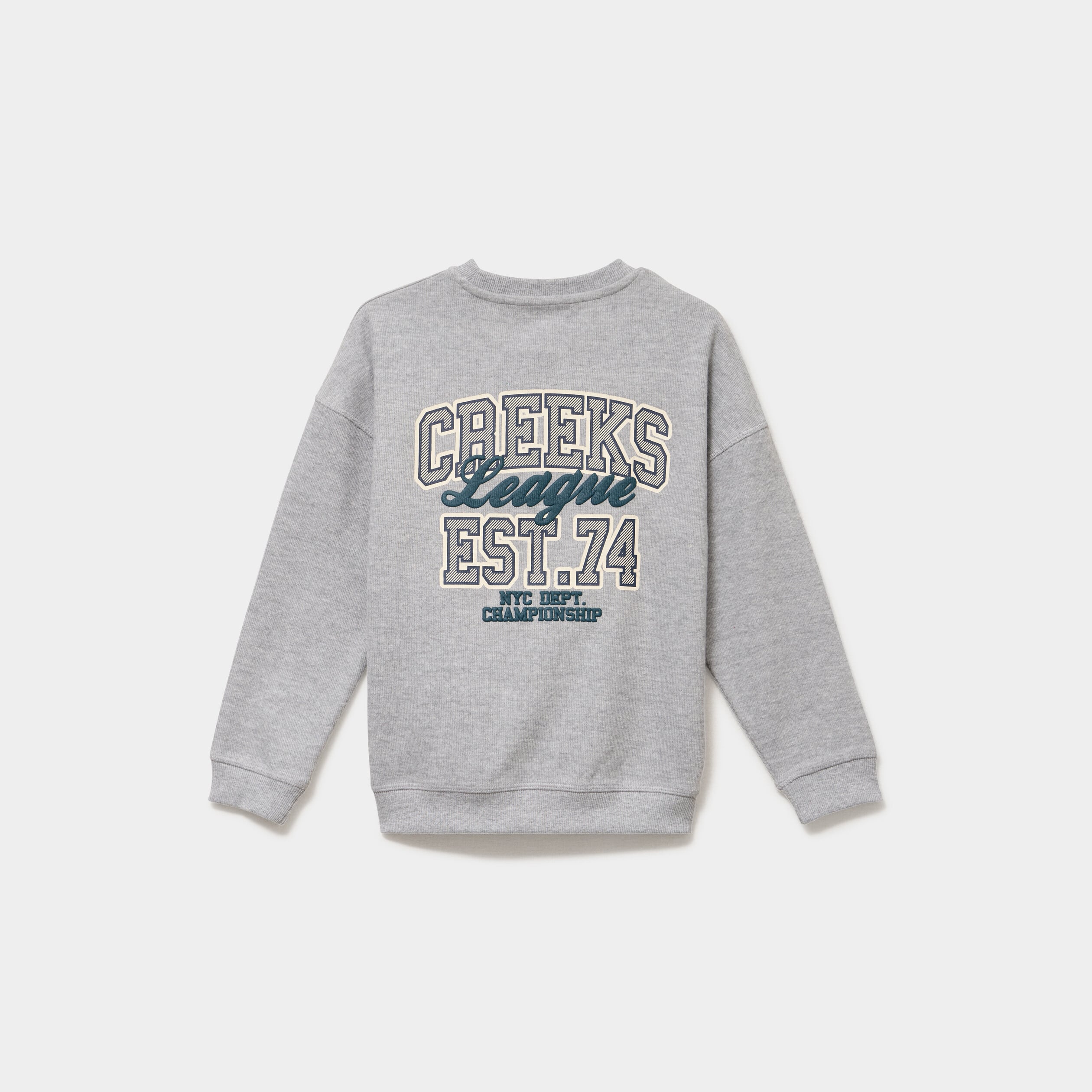 Sweat col rond manches longues gris clair gar&ccedil;on