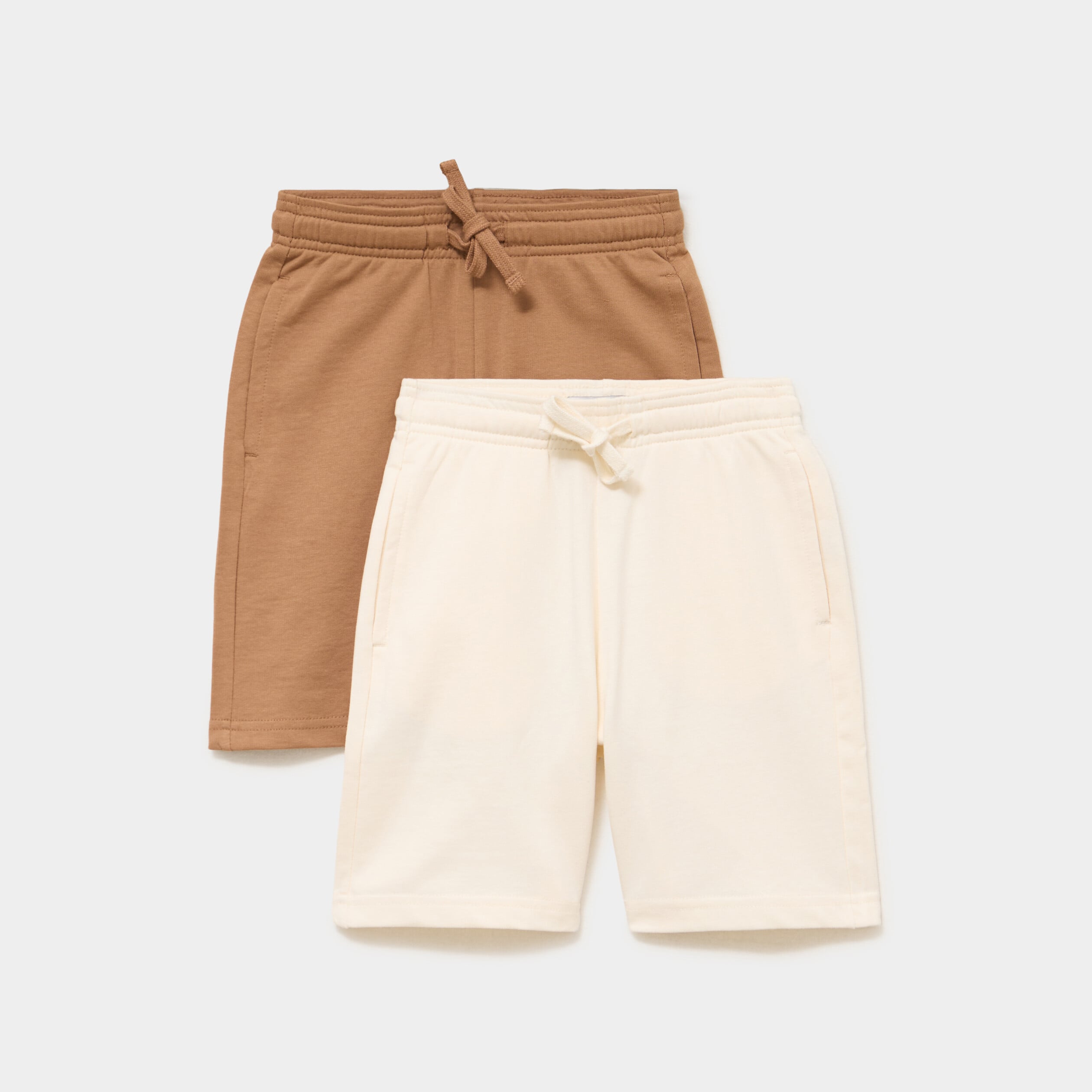 Lot 2 bermudas shorts molleton droits ecru gar&ccedil;on