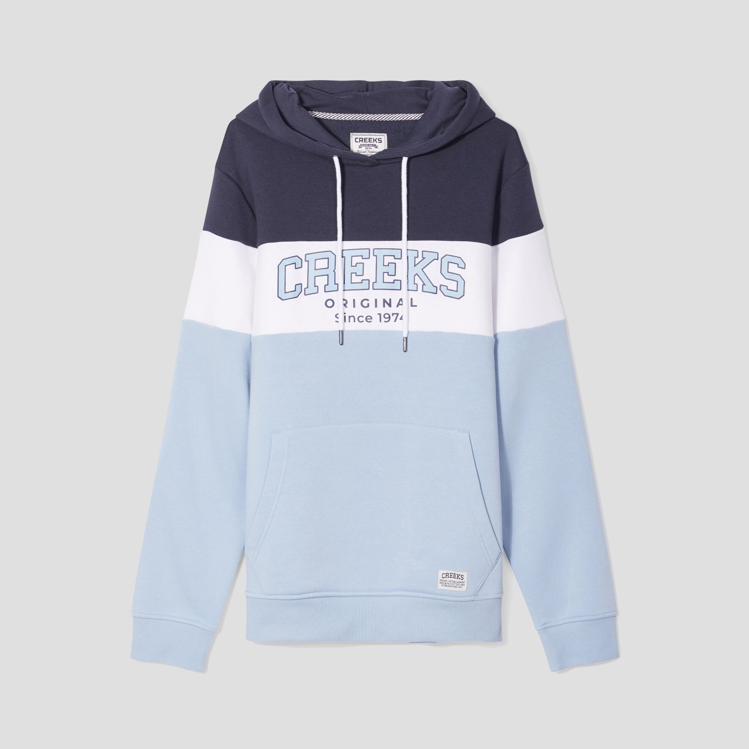 Sweat &agrave; capuche hoodie molleton Creeks bleu ciel homme
