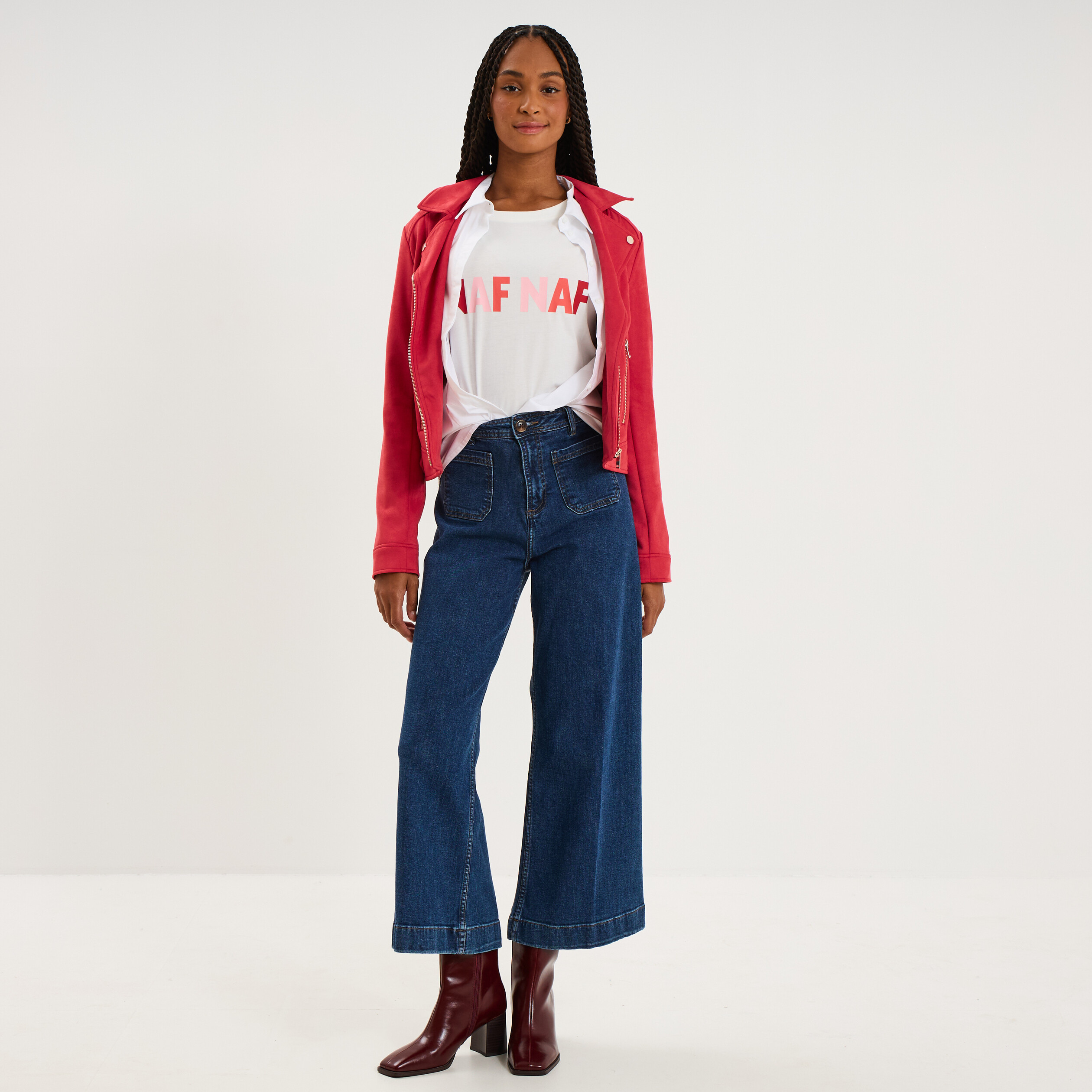 T-shirt logo NAF NAF manches courtes blanc femme
