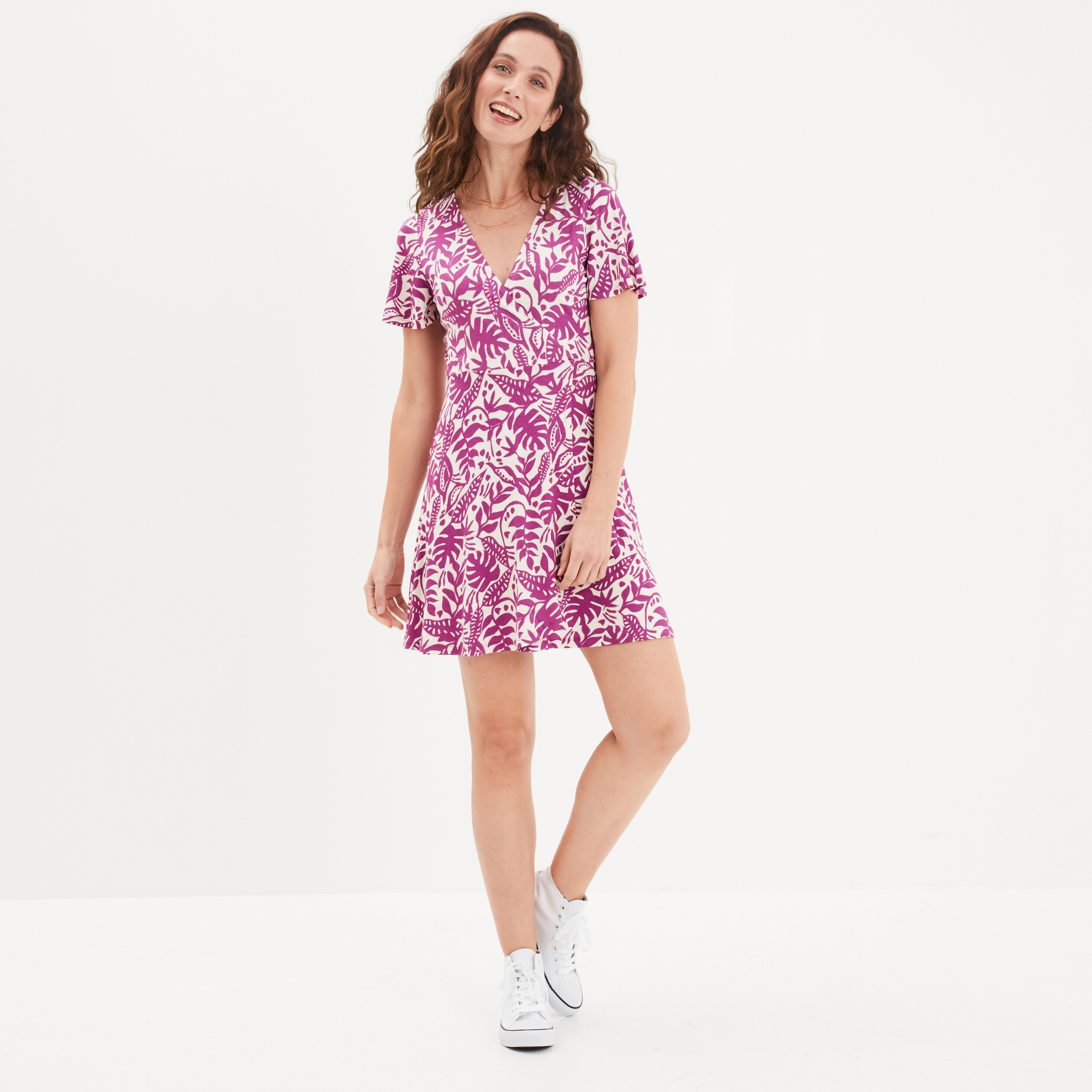 Robe patineuse manches courtes violet femme