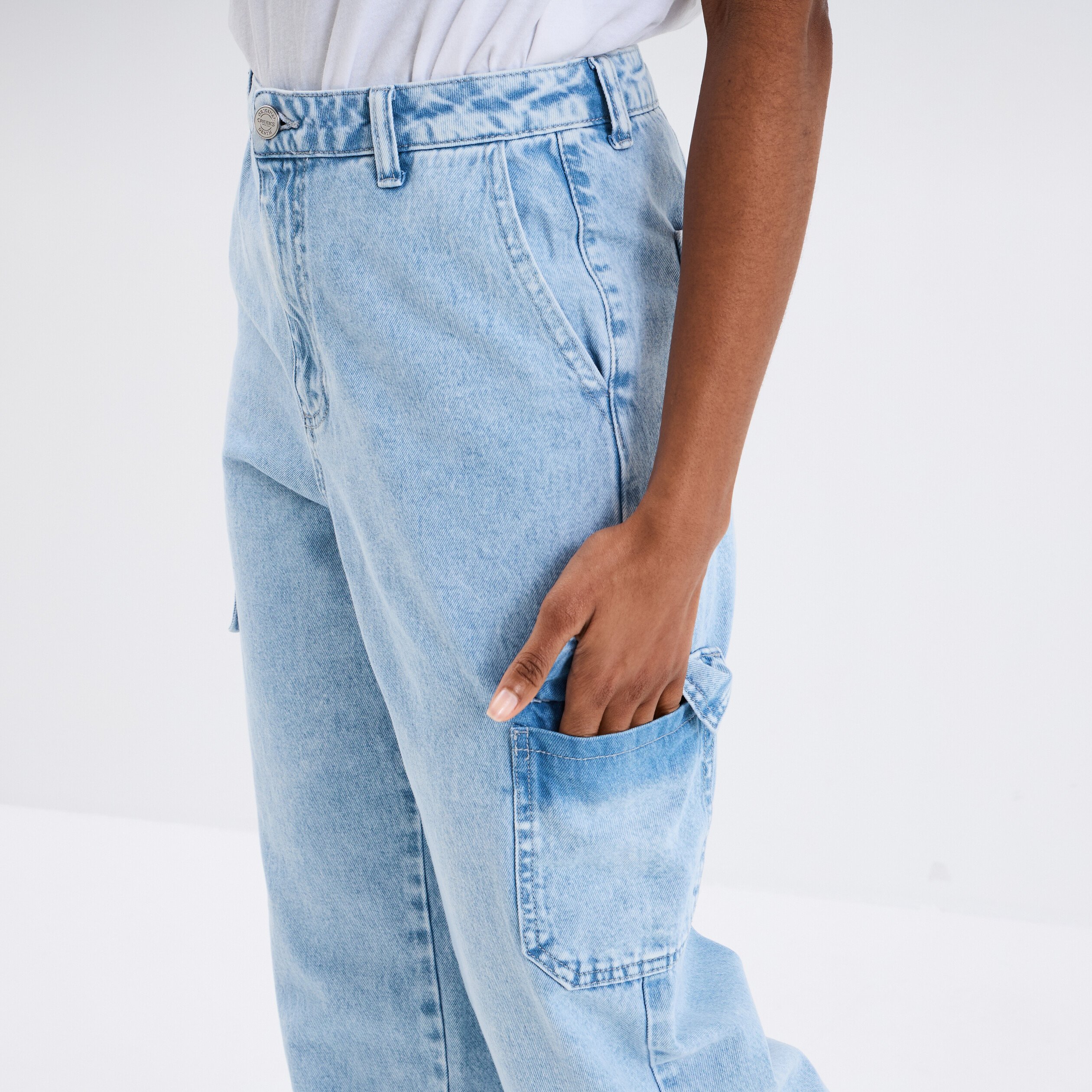 jeans cargo large taille standard creeks denim triple stone femme Jeans cargo large taille standard Creeks denim triple stone femme