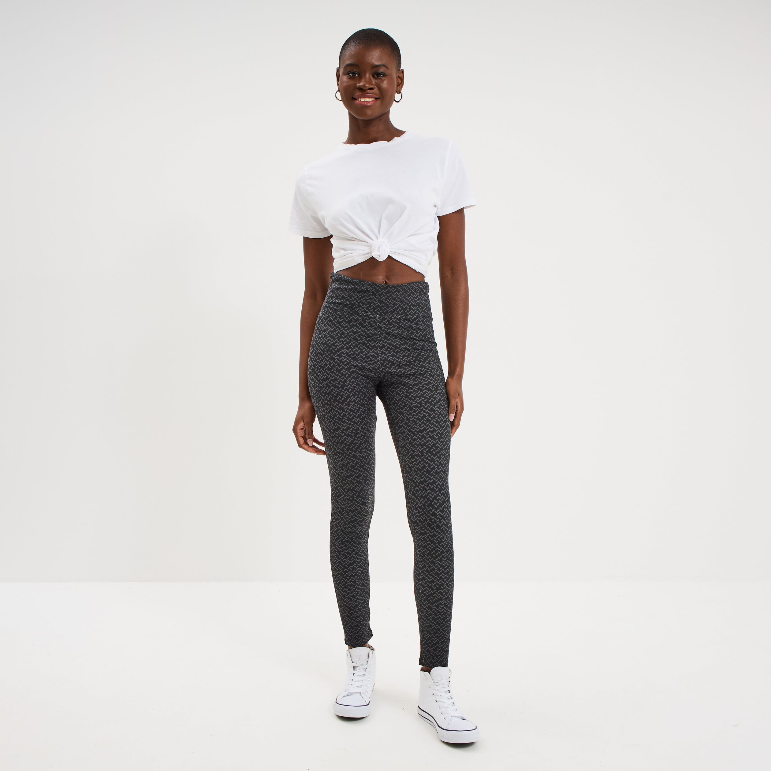 Legging taille haute coton noir femme