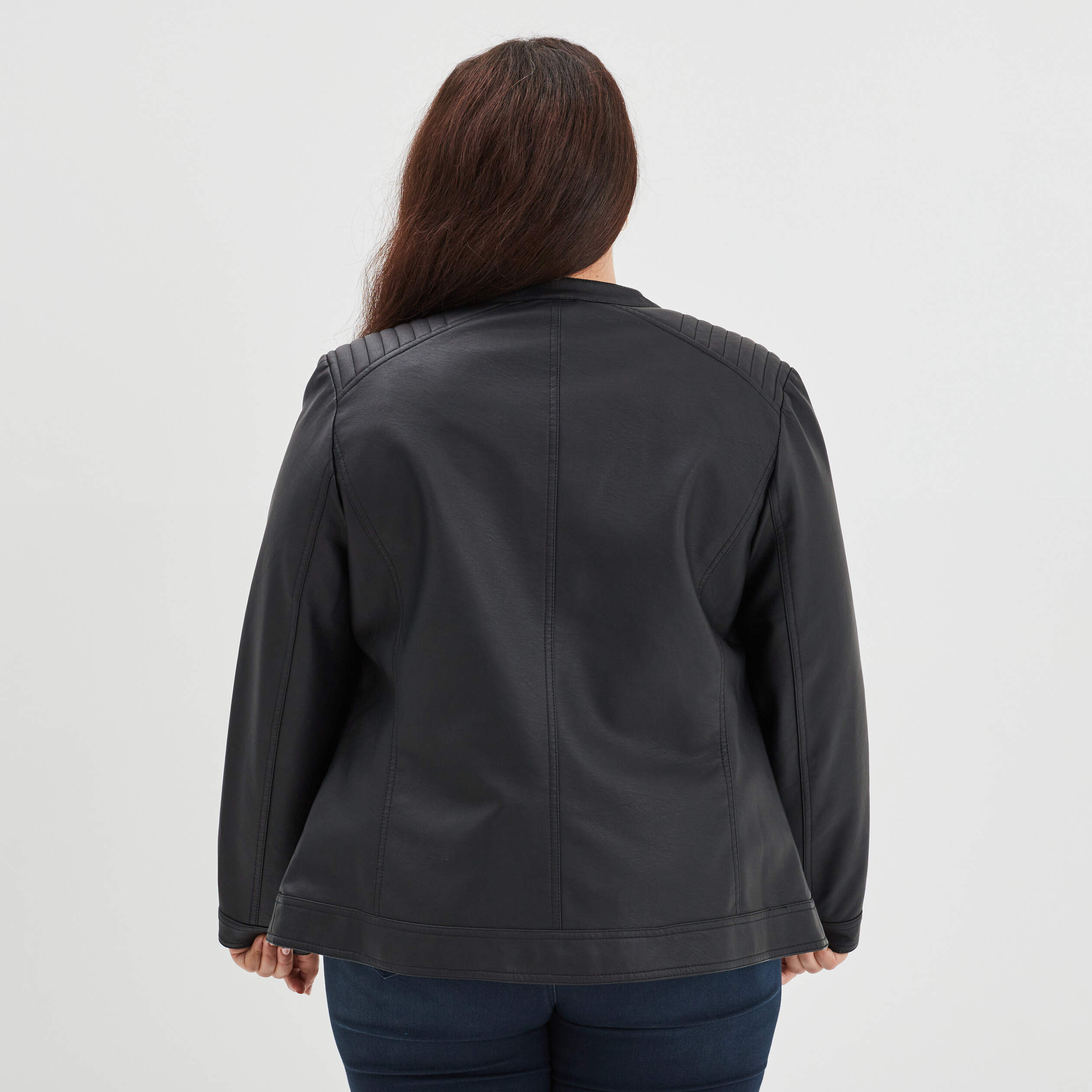 Veste biker simili cuir noir femme grande taille