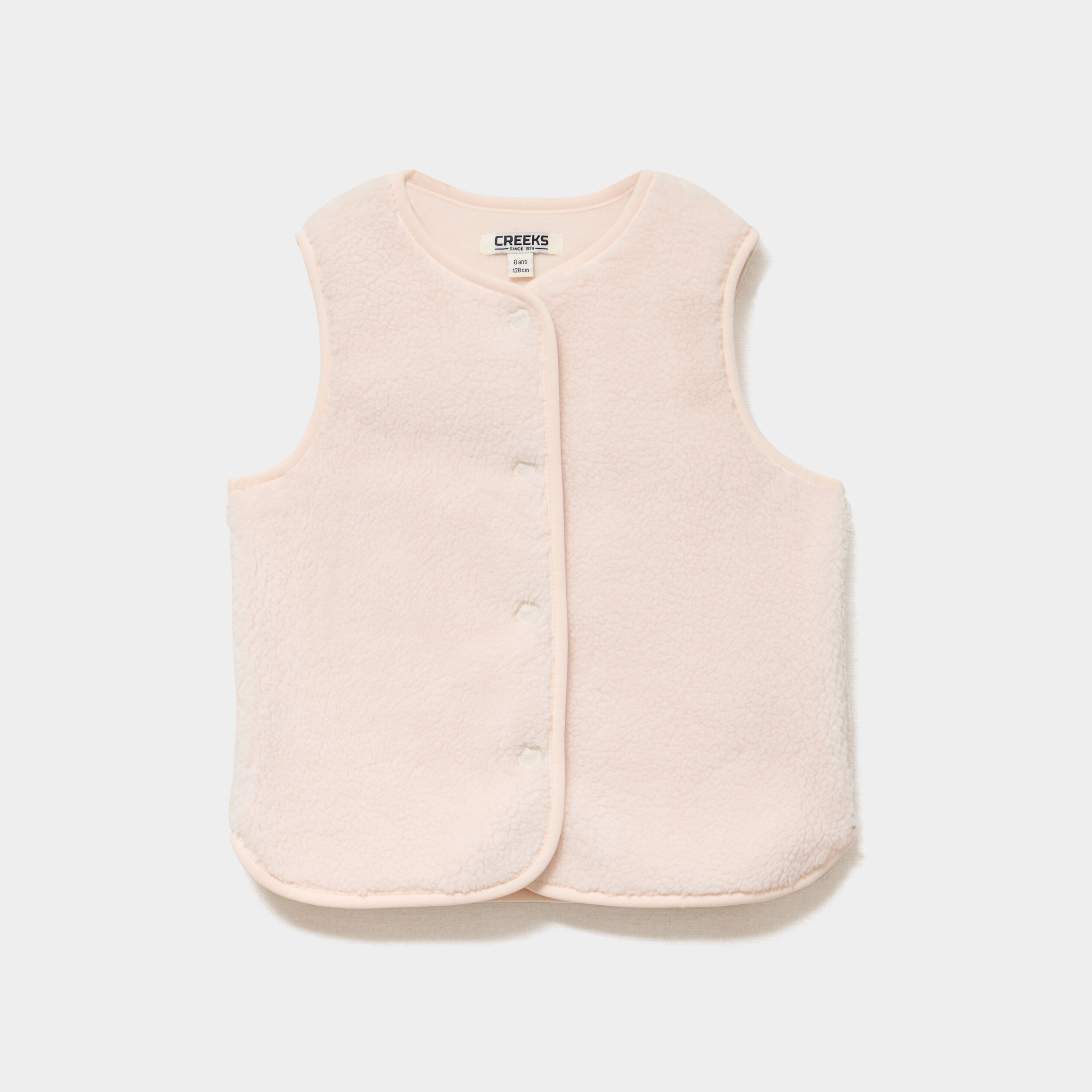 Gilet effet polaire sans manches ivoire fille