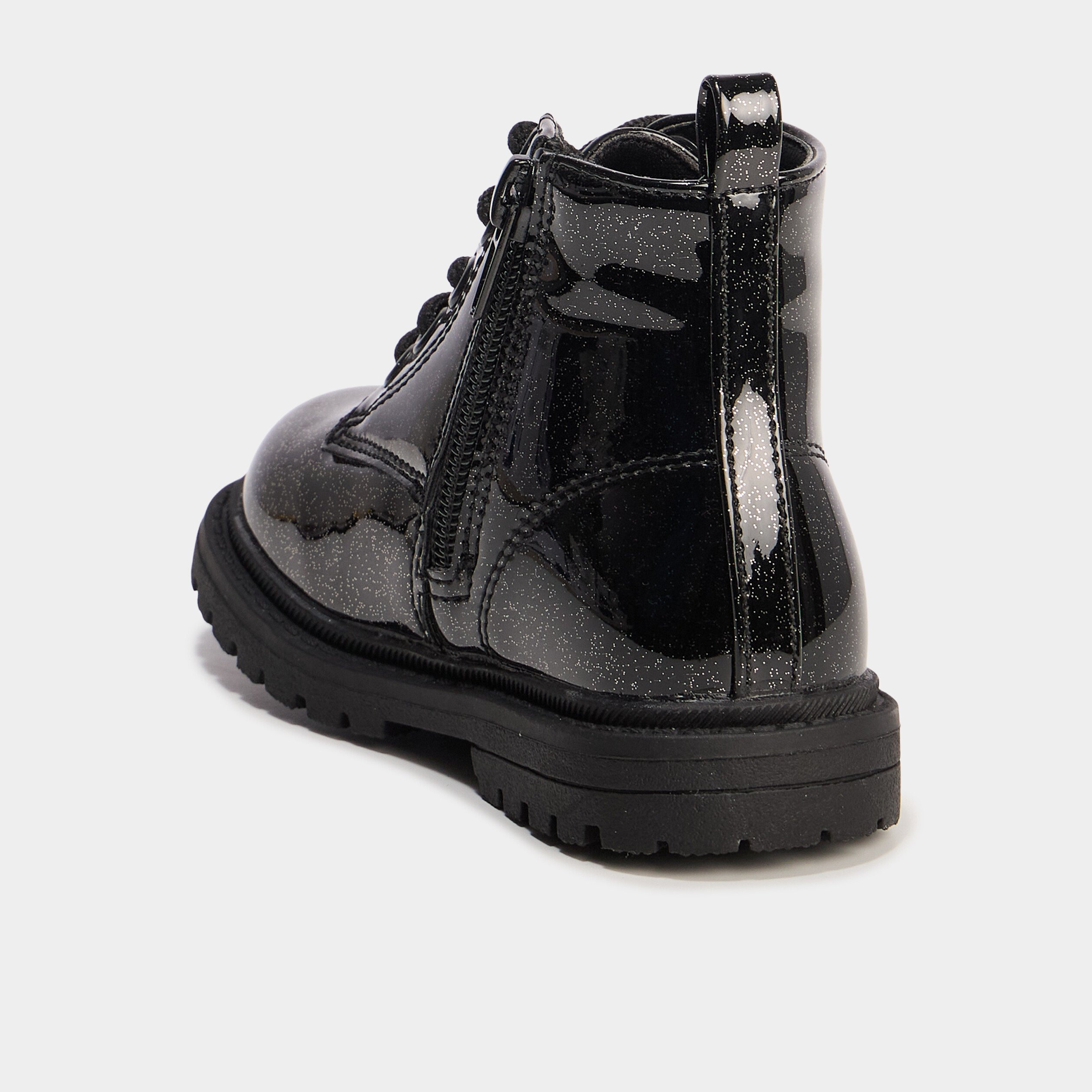 boots crantees vernies a paillettes noir bebef Boots crantées vernies à paillettes noir bébé fille