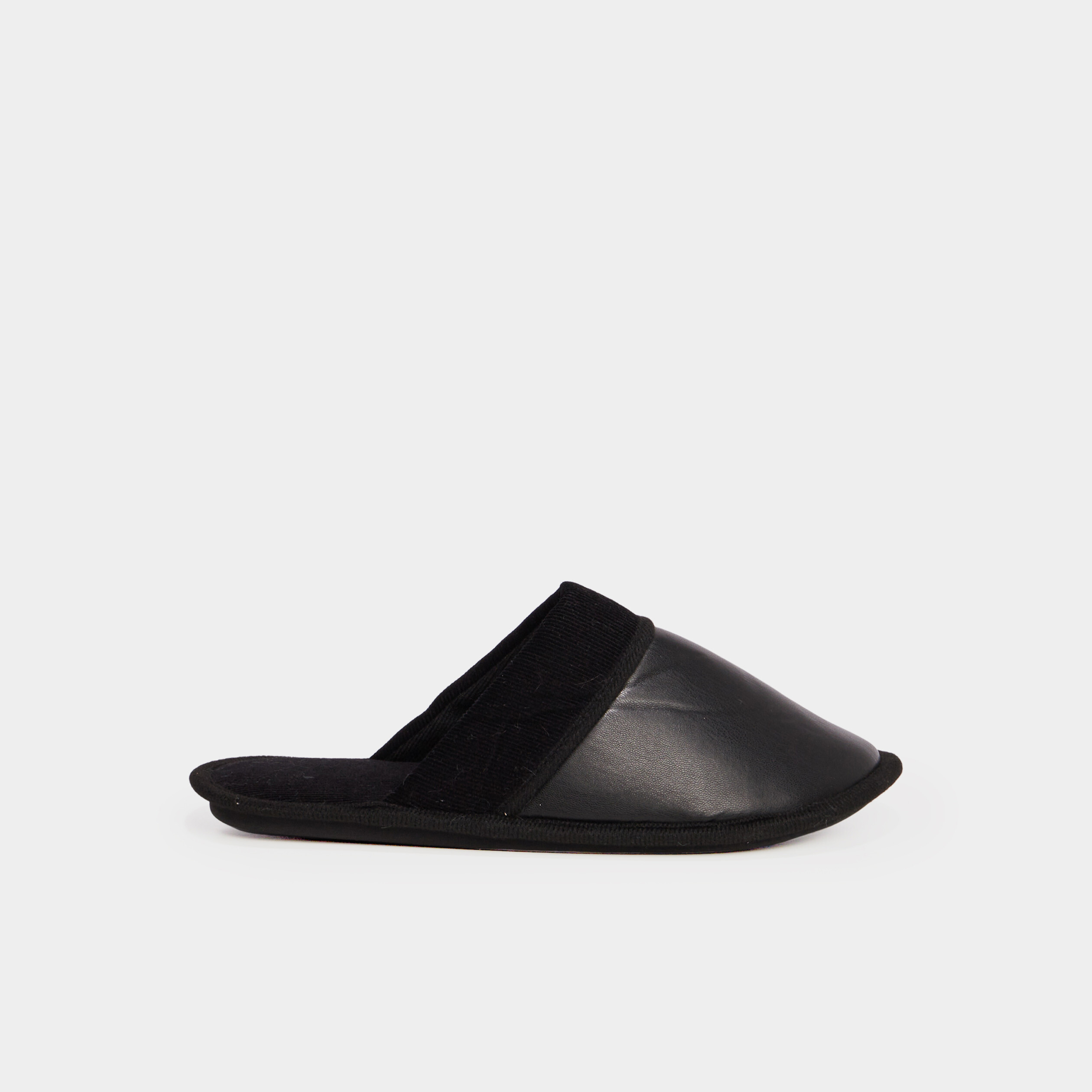 chaussons mules details simili cuir noir homme Chaussons mules détails simili cuir noir homme