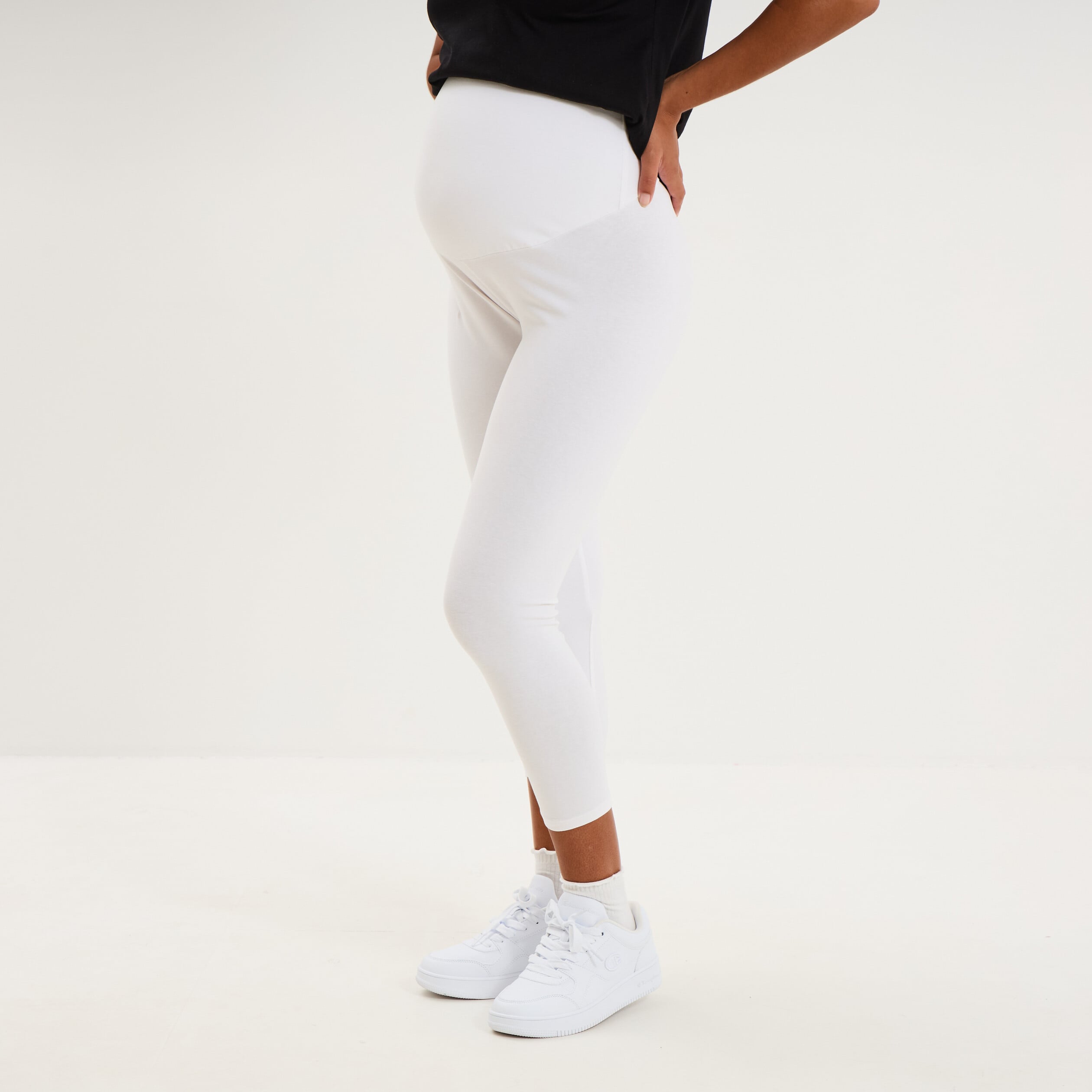 Legging 7/8&egrave;me grossesse blanc femme maternit&eacute;