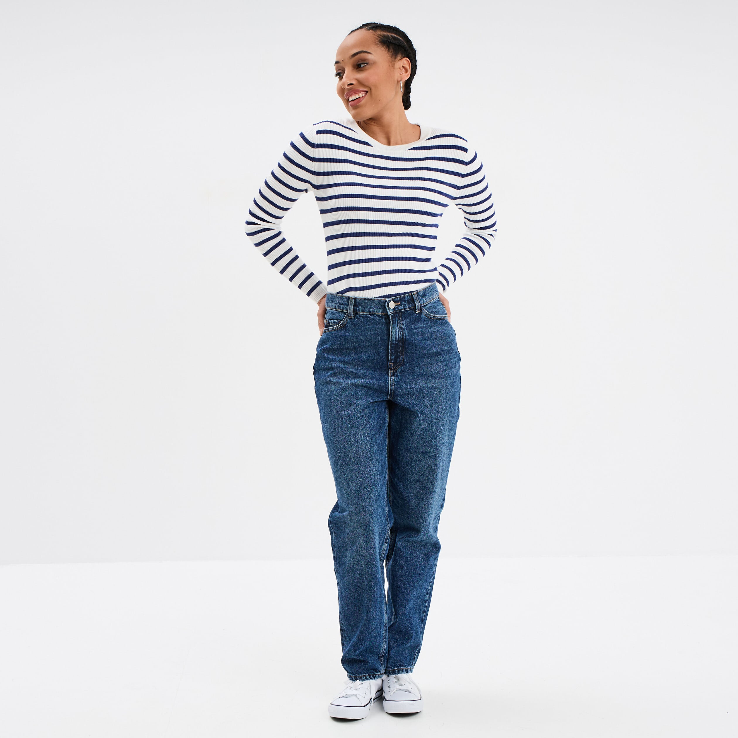 Pull c&ocirc;tel&eacute; manches longues Creeks ecru femme