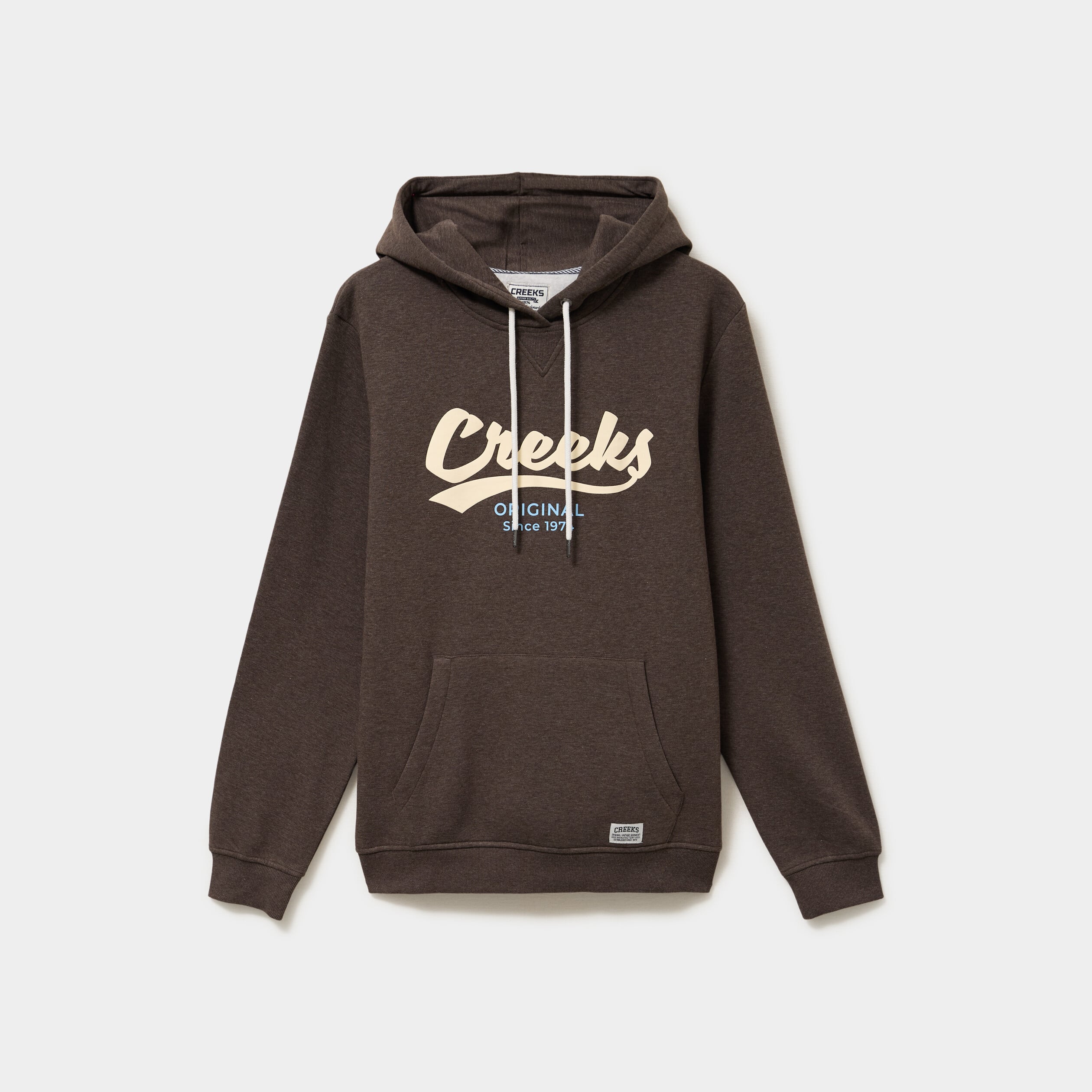 Sweat hoodie 1 poche et capuche marron chocolat homme